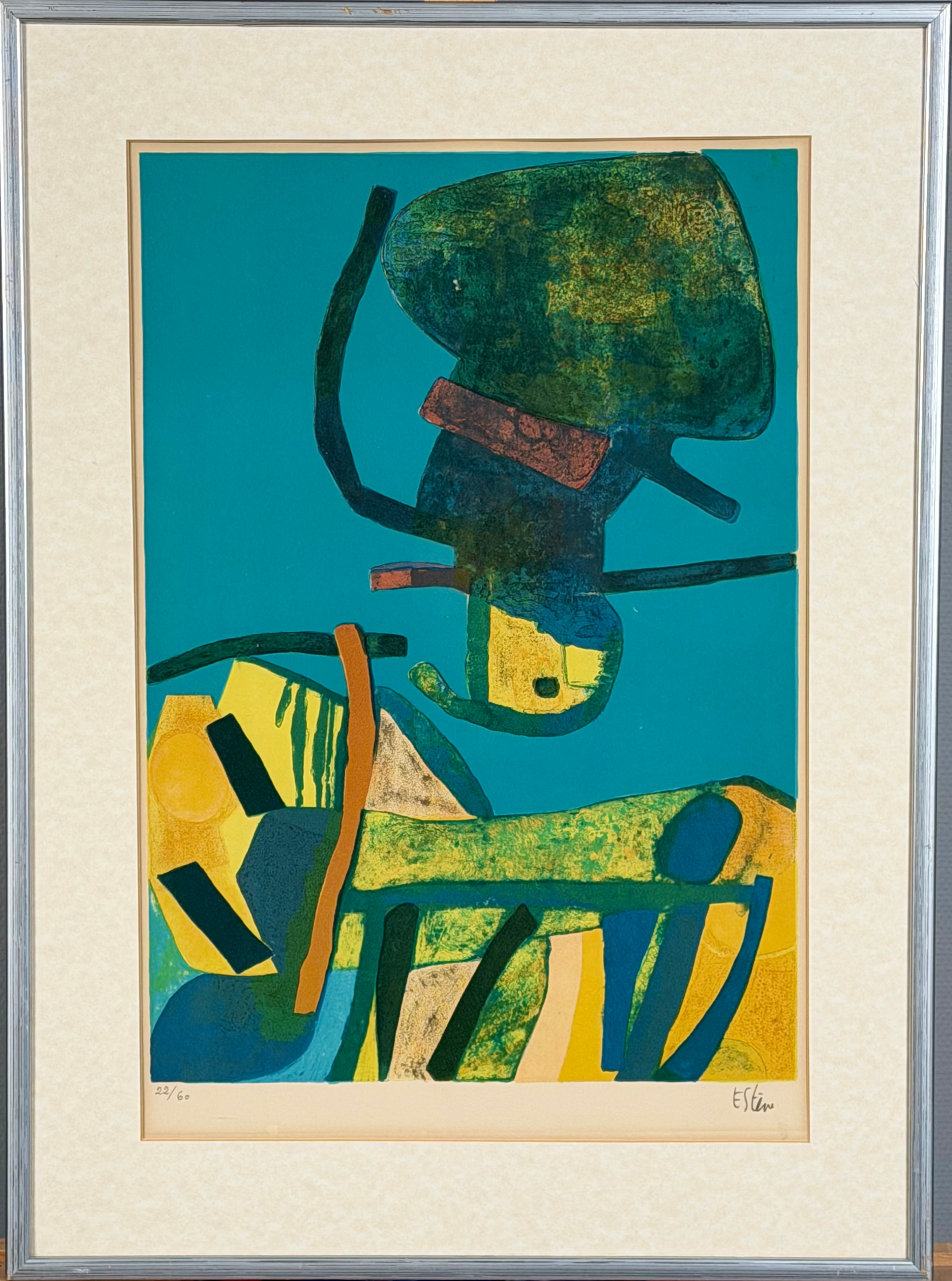MAURICE ESTÈVE. Komposition, färglitografi, signerad Estève.