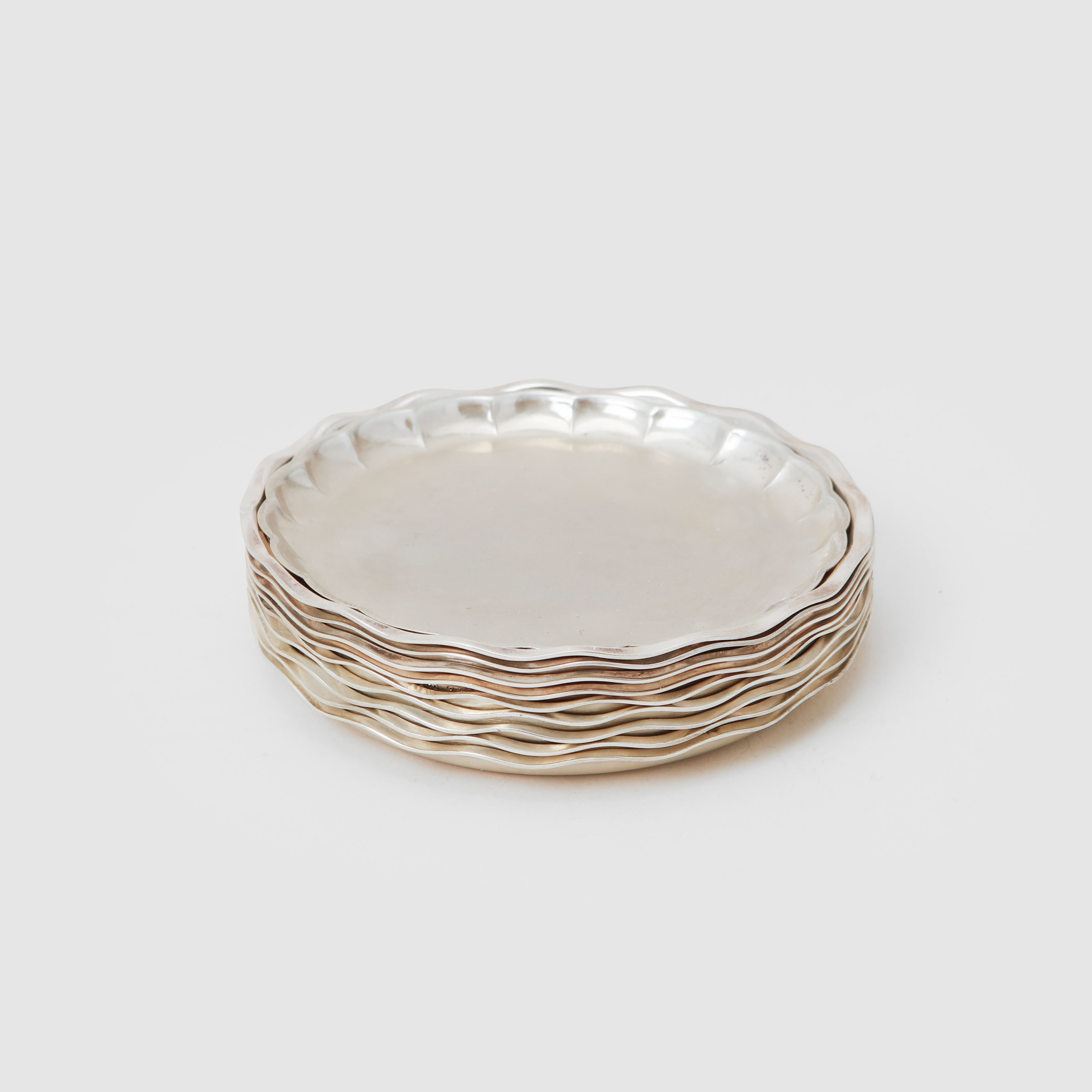 GLASUNDERLÄGG, 10 st, silver, vikt ca 362 gram.