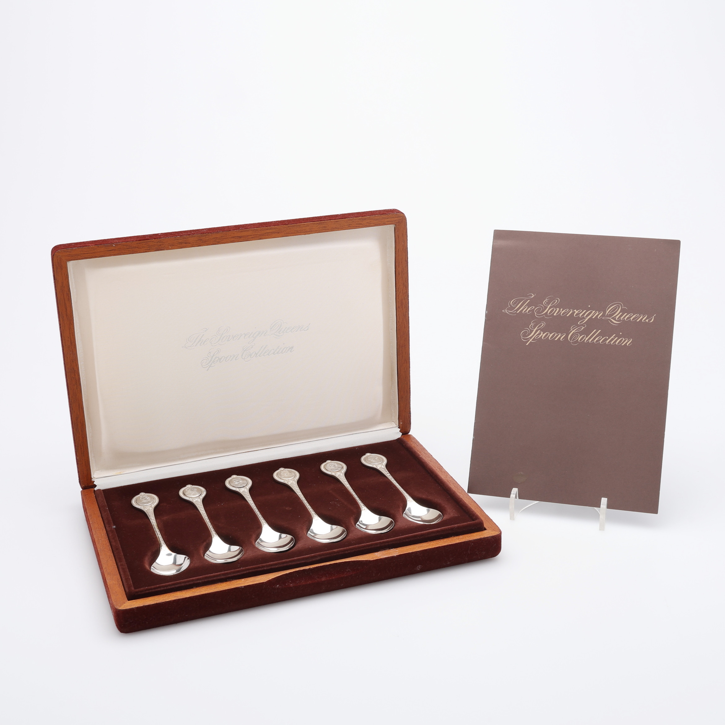 SKEDAR, 6 ST, SILVER, ENGLAND, "THE SOVEREIGN QUEENS SPOON COLLECTION", VIKT 151 GRAM.