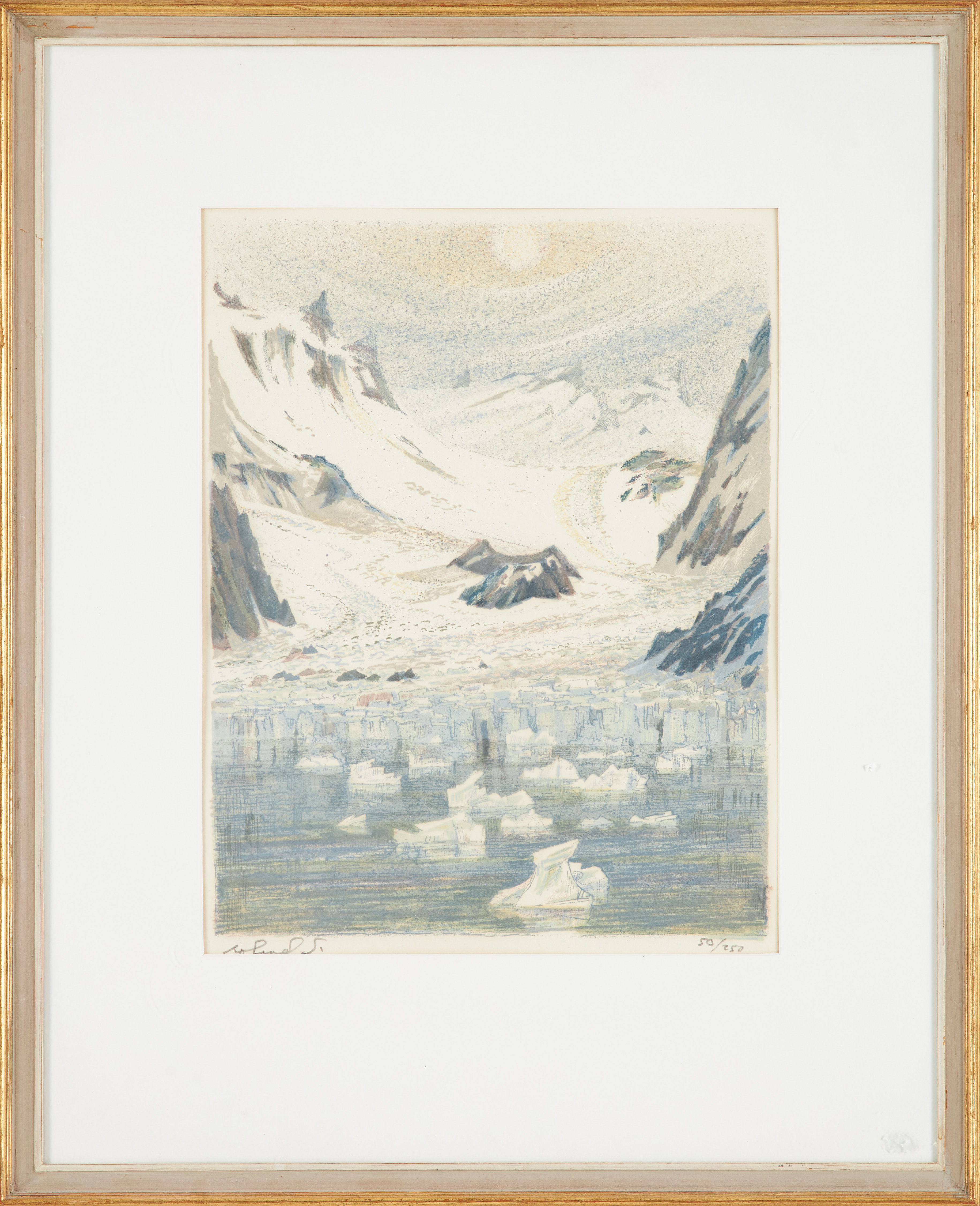 ROLAND SVENSSON. "Kings Bay", färglitografi, numrerad 50/250, signerad roland S.