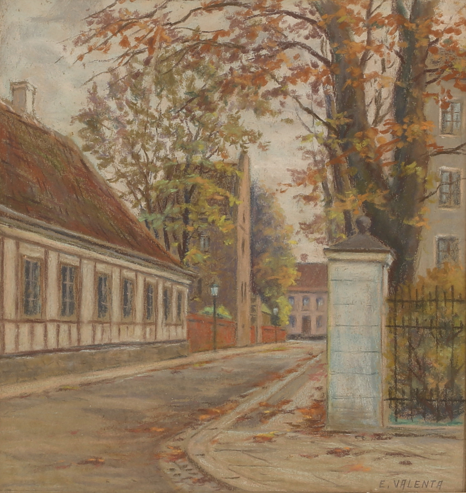 EDUARDO VALENTA. Pastell, signerad.