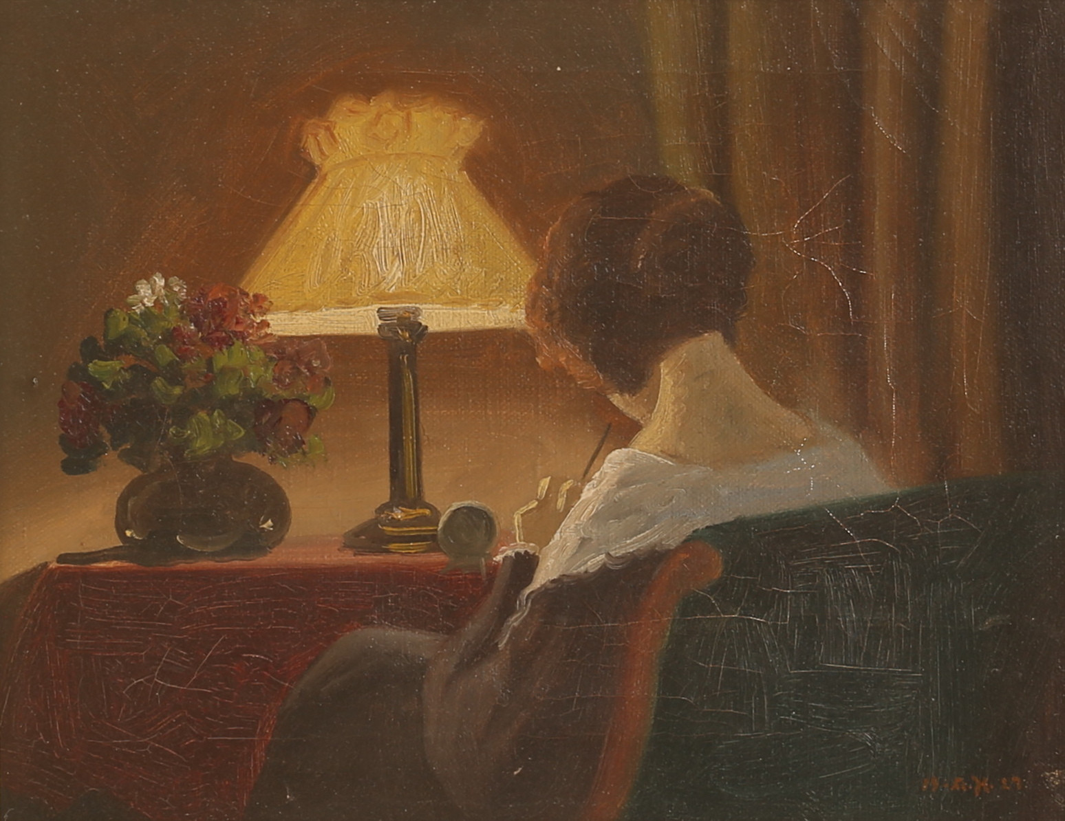AGNES HENNINGSEN. Olja på duk, monogramsignerad.