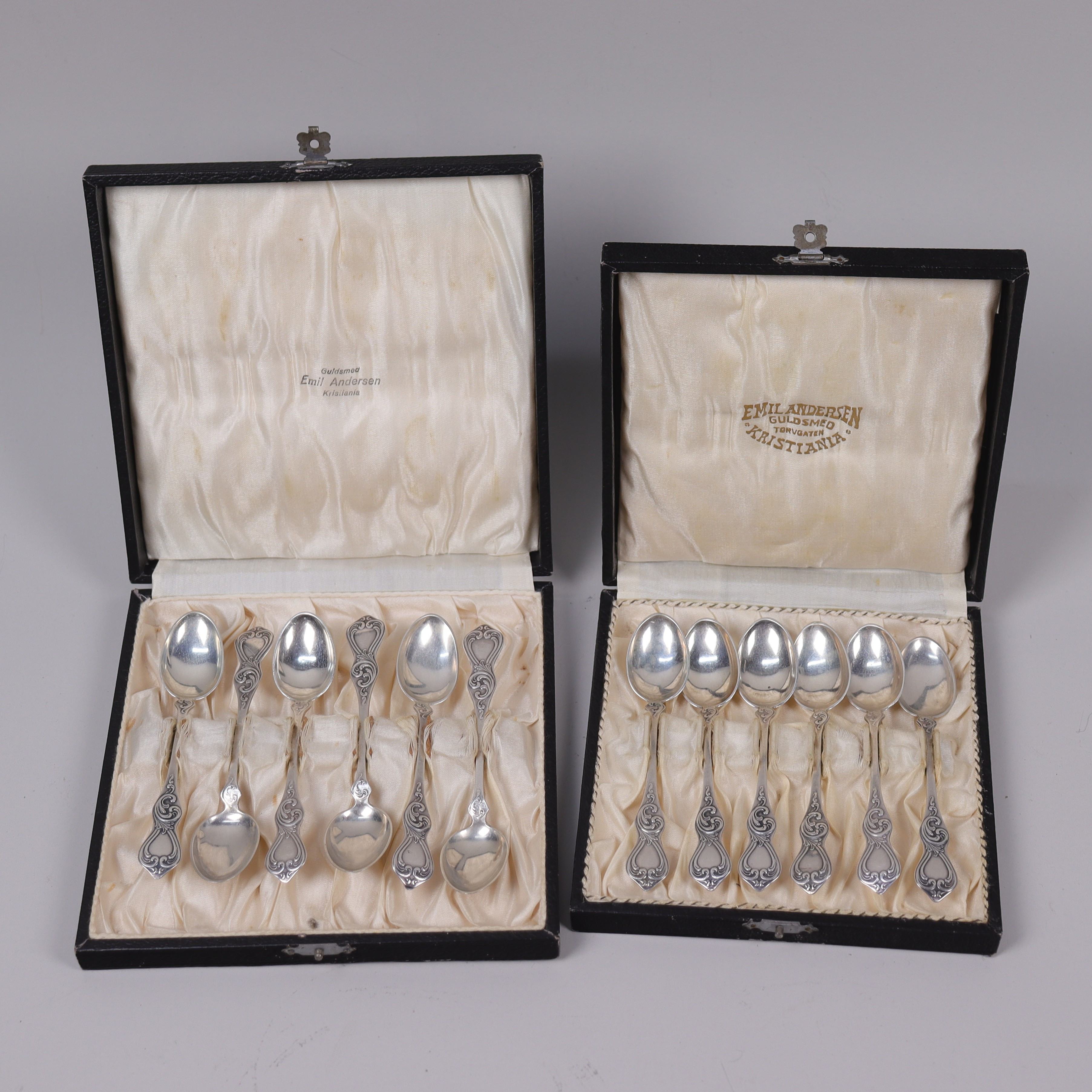 EMIL ANDERSEN. teskedar, silver, Kristiania, Norge, 1910/20-tal, 12 st.