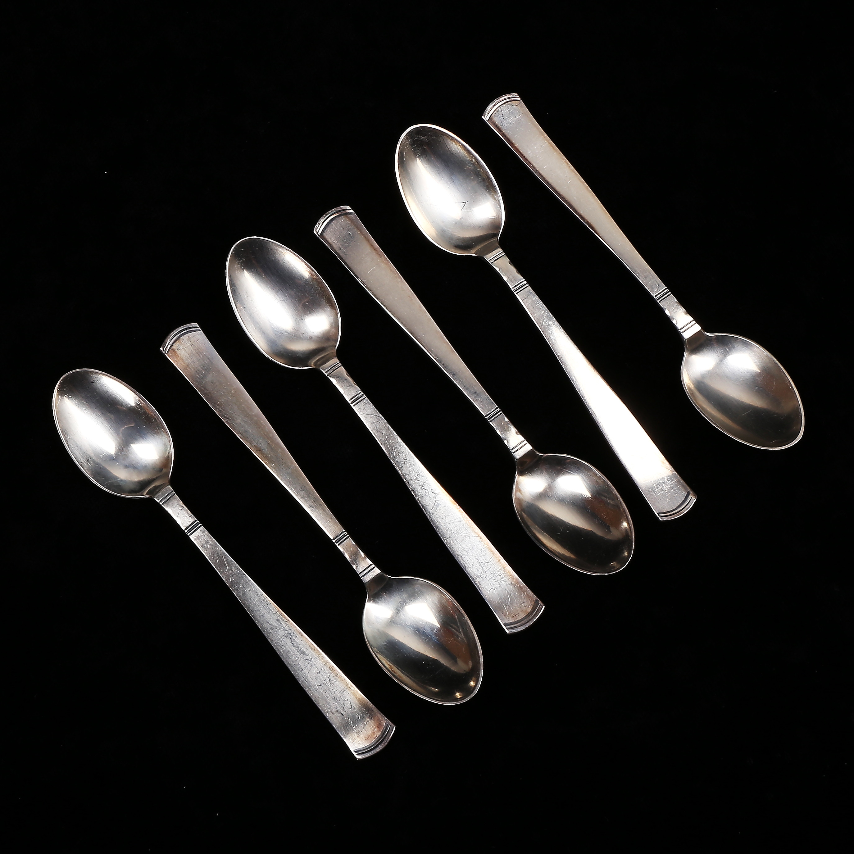 KAFFESKEDAR, 6 st, silver, "Rosenholm", GAB, Stockholm 1950/60-tal, vikt 94 gram.