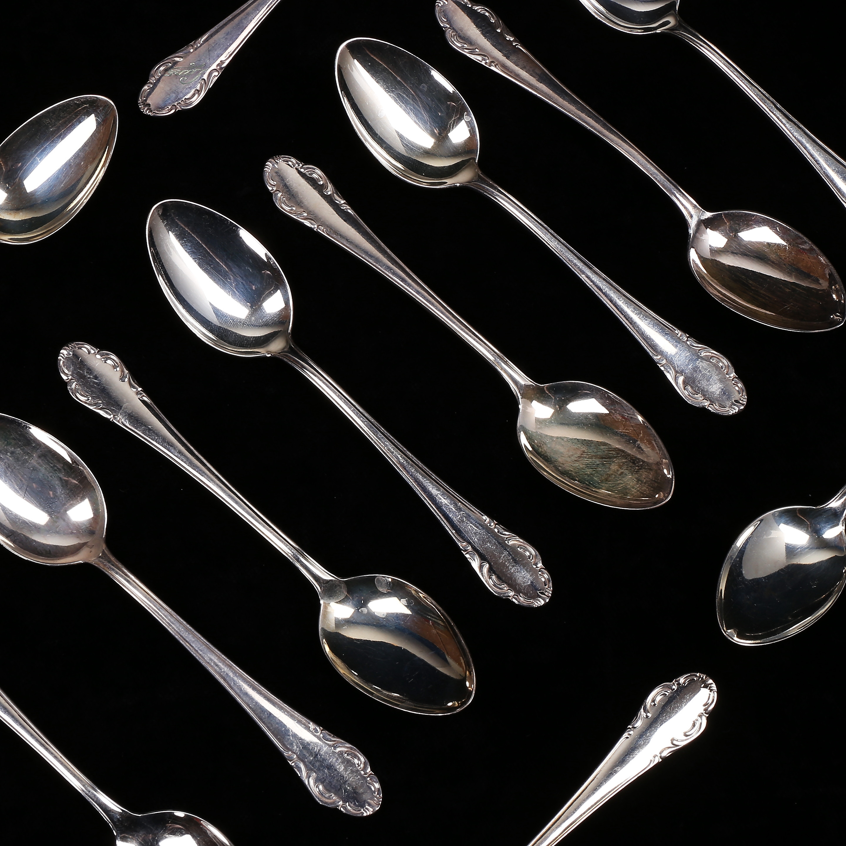 KAFFESKEDAR, 12 st, silver, "Haga", Stockholm 1950/60-tal, vikt 170 gram.