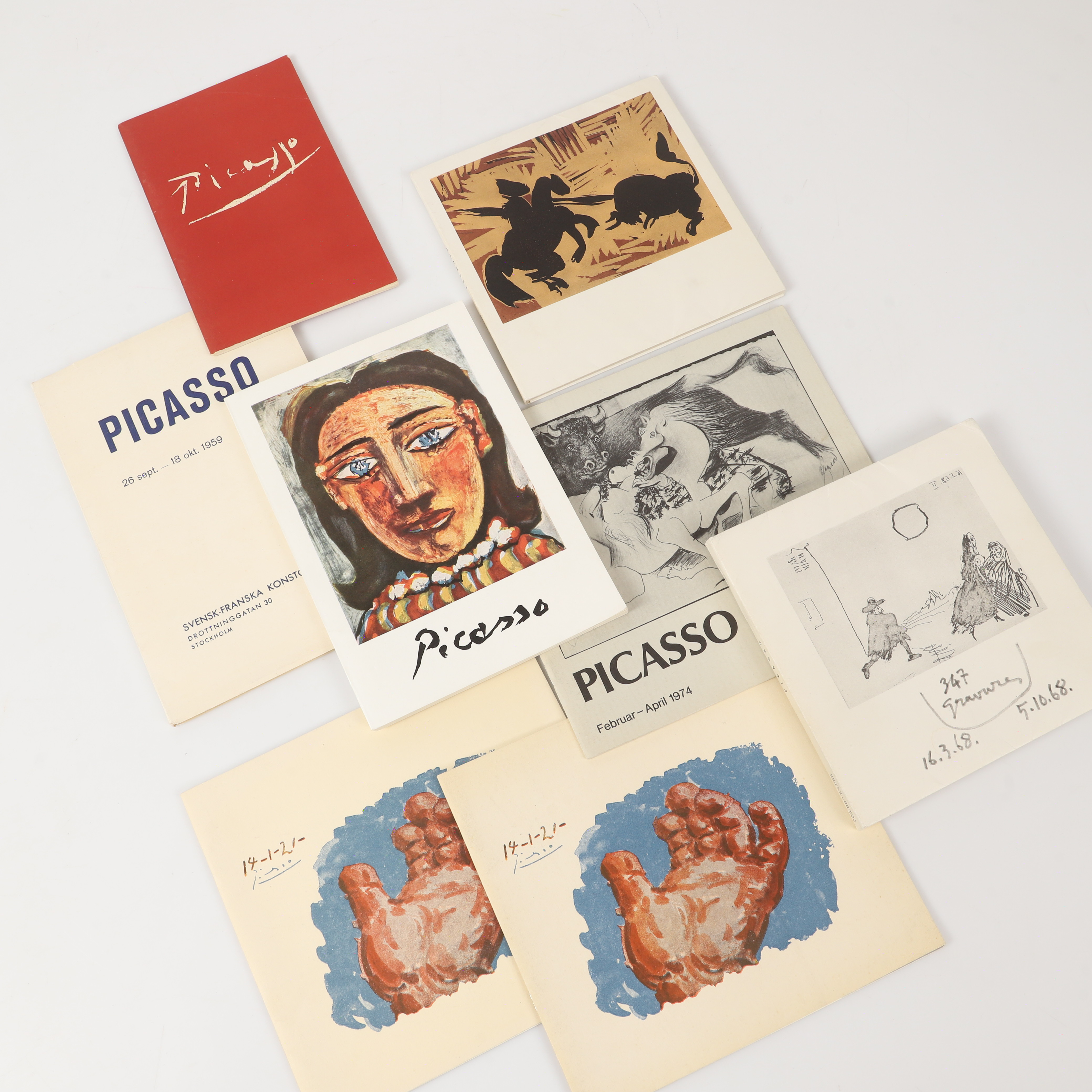 KATALOGER OCH HÄFTEN, 8 delar, Pablo Picasso.