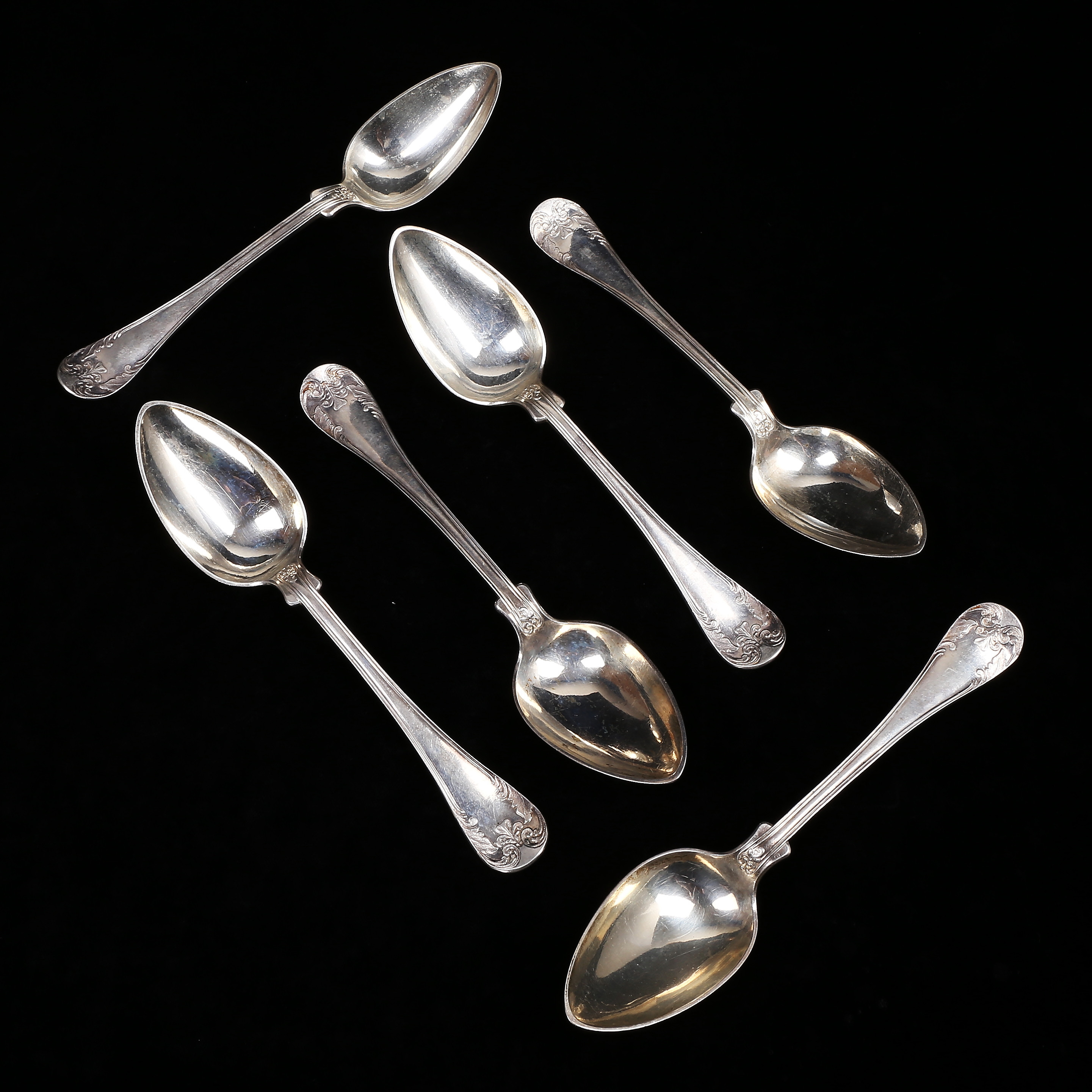 SKEDAR, 6 st, silver, "Gammal Fransk", H. Pira & Son, Karlskrona 1902, vikt 406 gram.