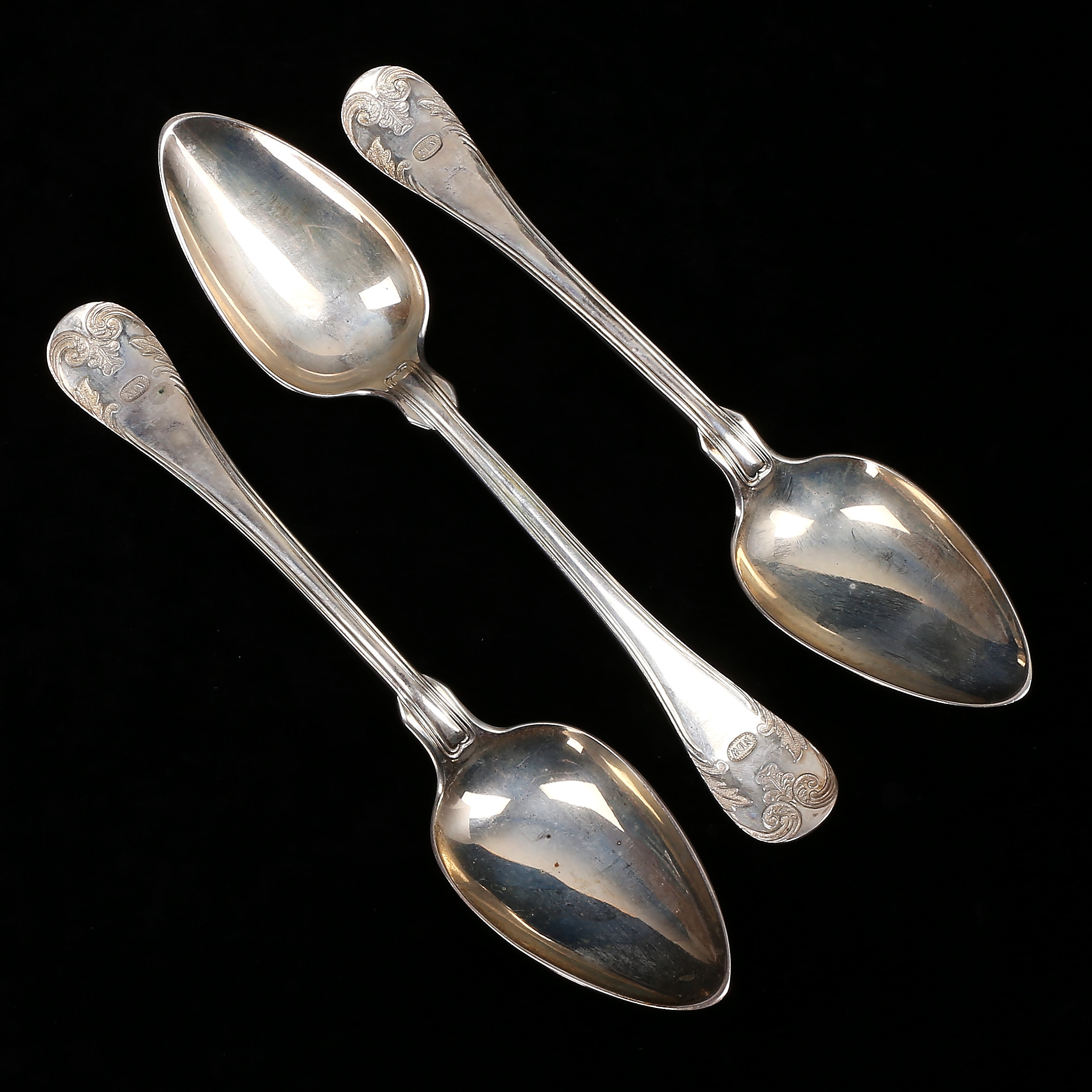 SKEDAR, 3 st, silver, "Gammal Fransk", Jacob Engelberth Torsk, Stockholm 1904, vikt 212 gram.