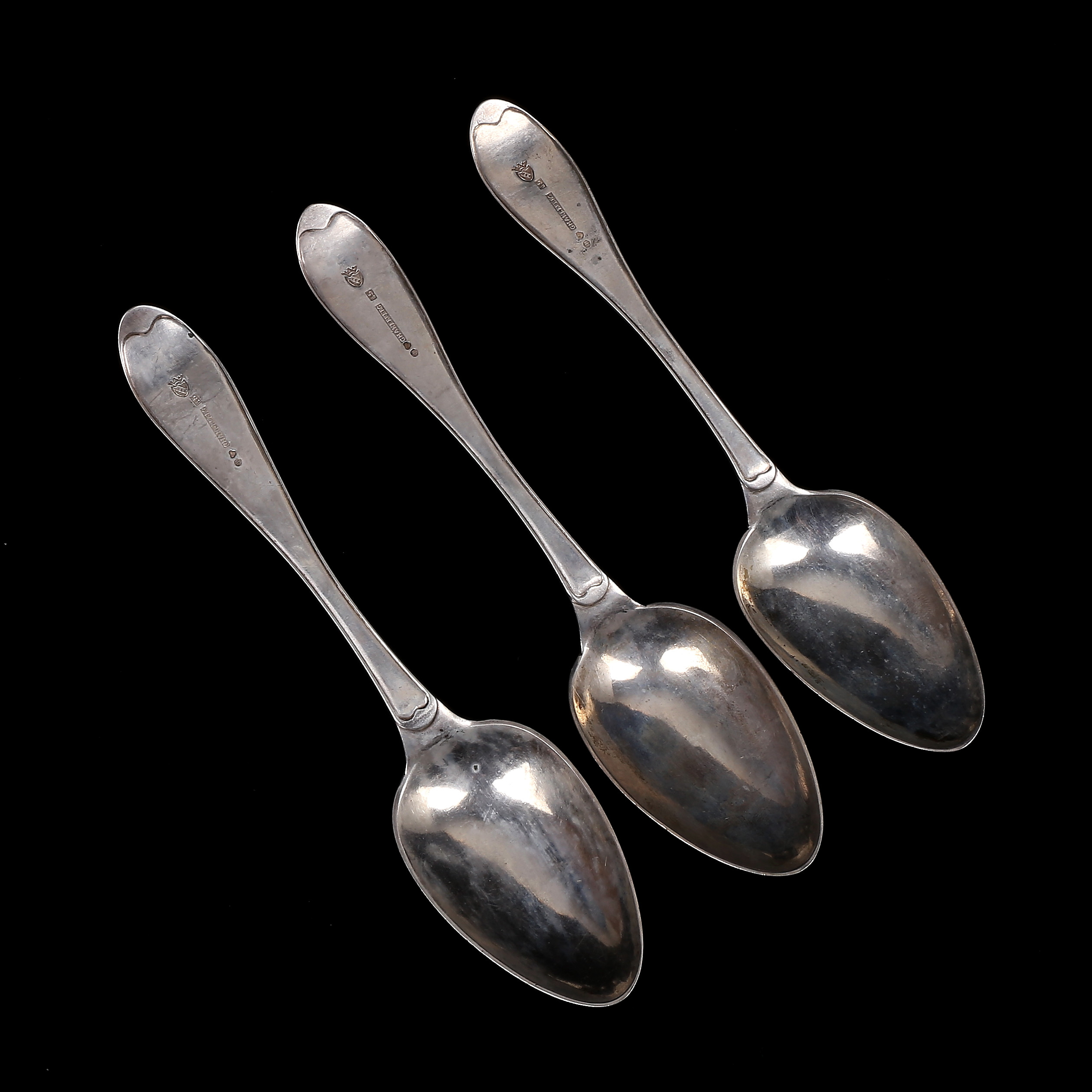 SKEDAR, 3 st, silver, "Svensk", Georg Henrik Åkerberg, Växjö 1859, vikt 197 gram.