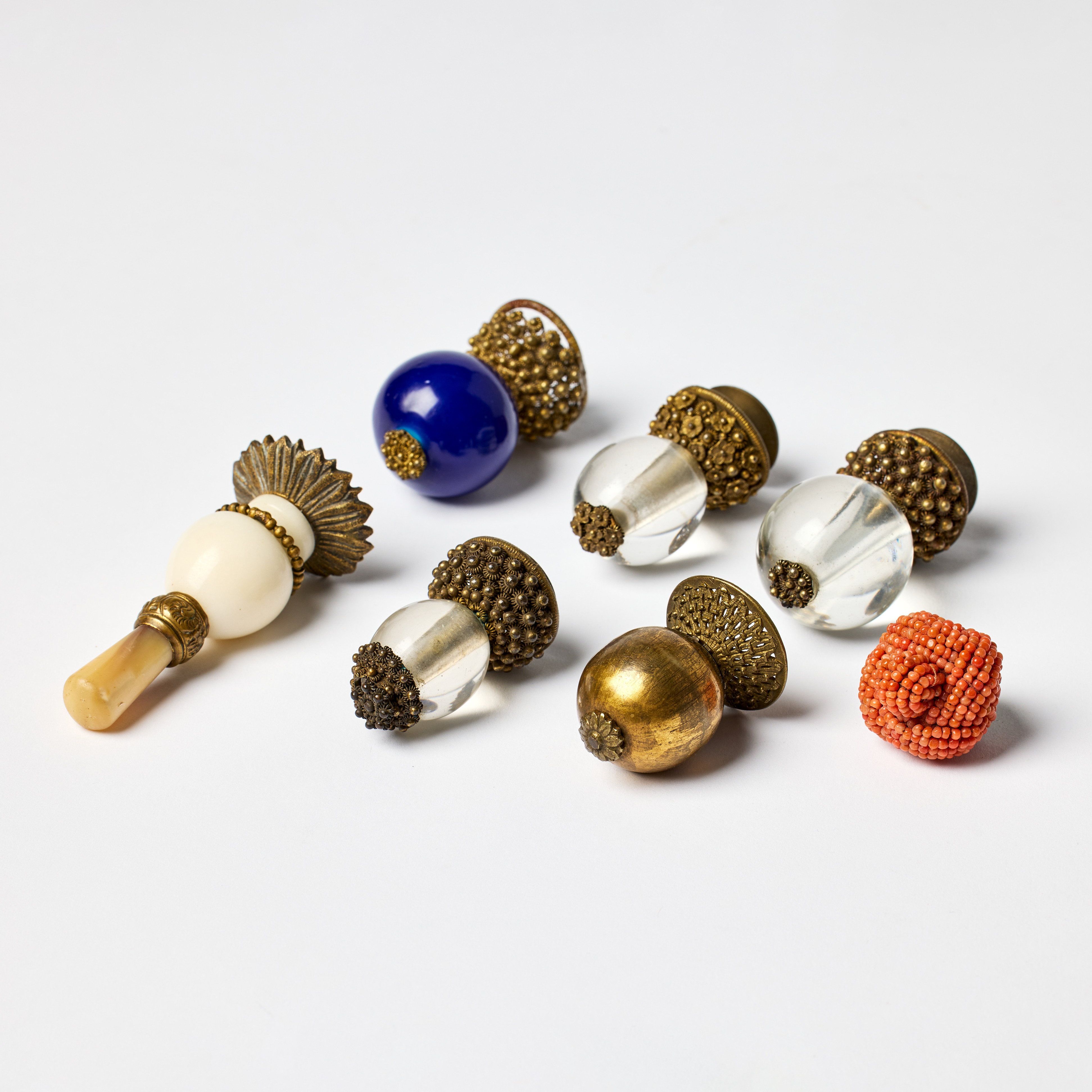 Seven Mandarin Court Hat Finials.