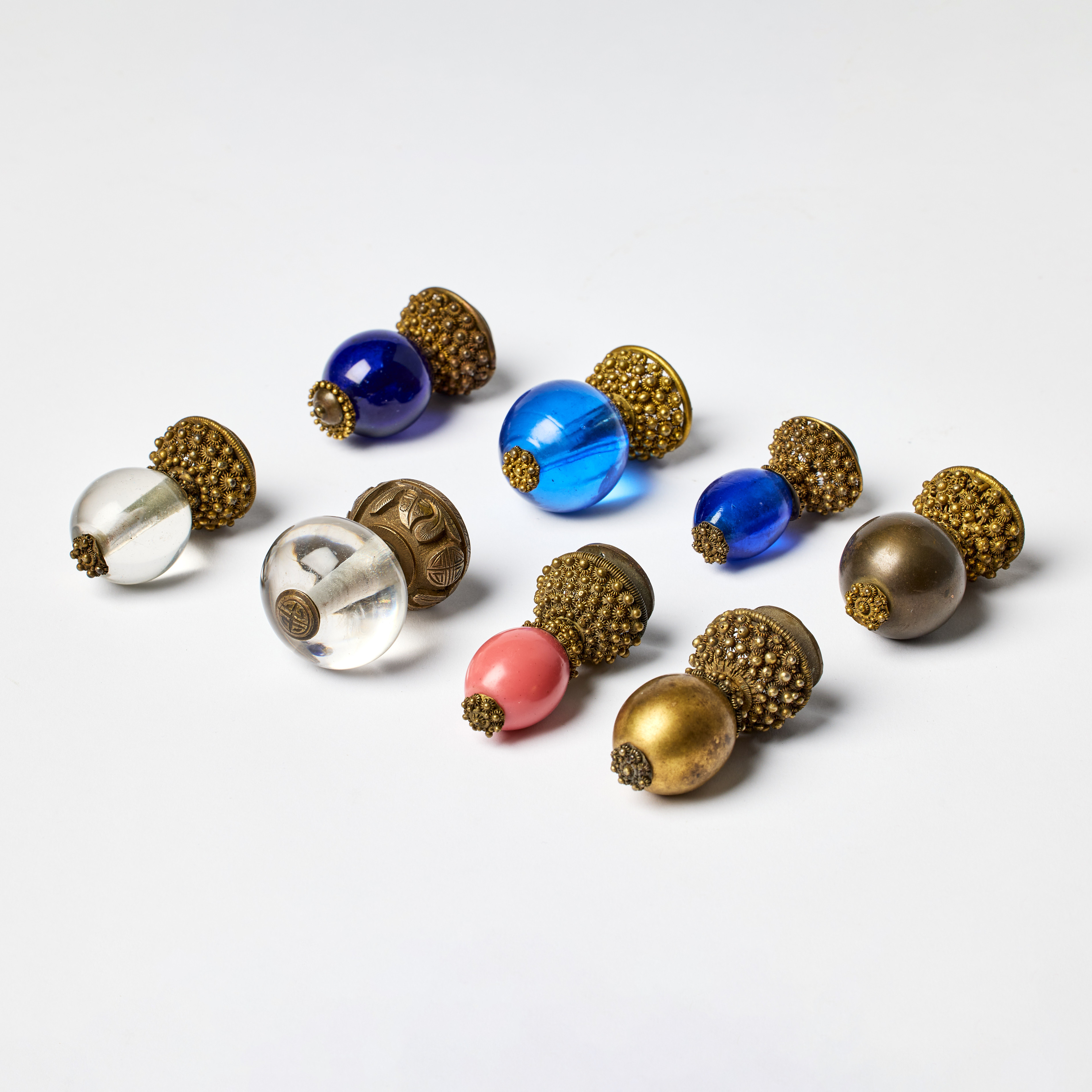 Eight Mandarin Court Hat Finials.