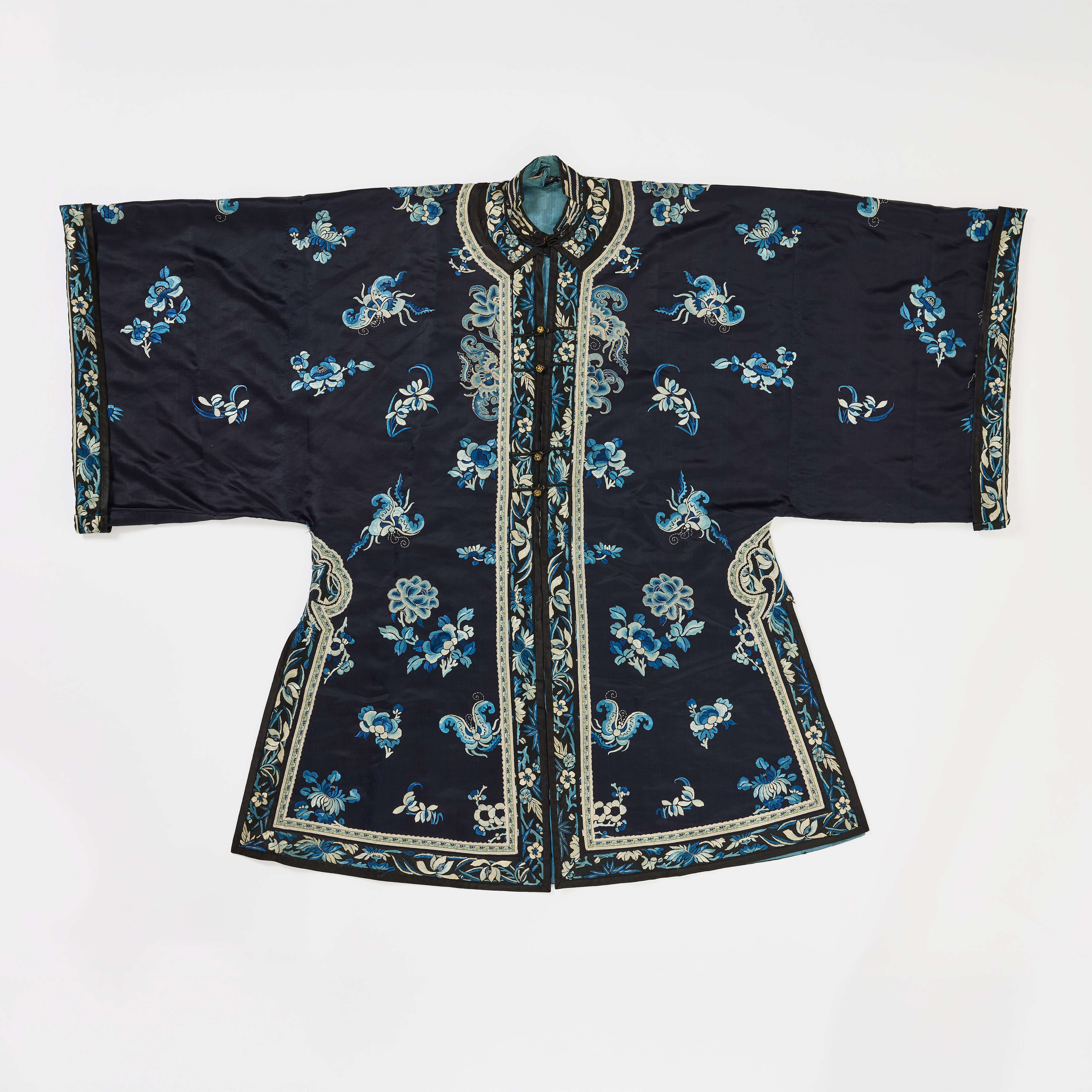 A Chinese Blue Silk Robe.