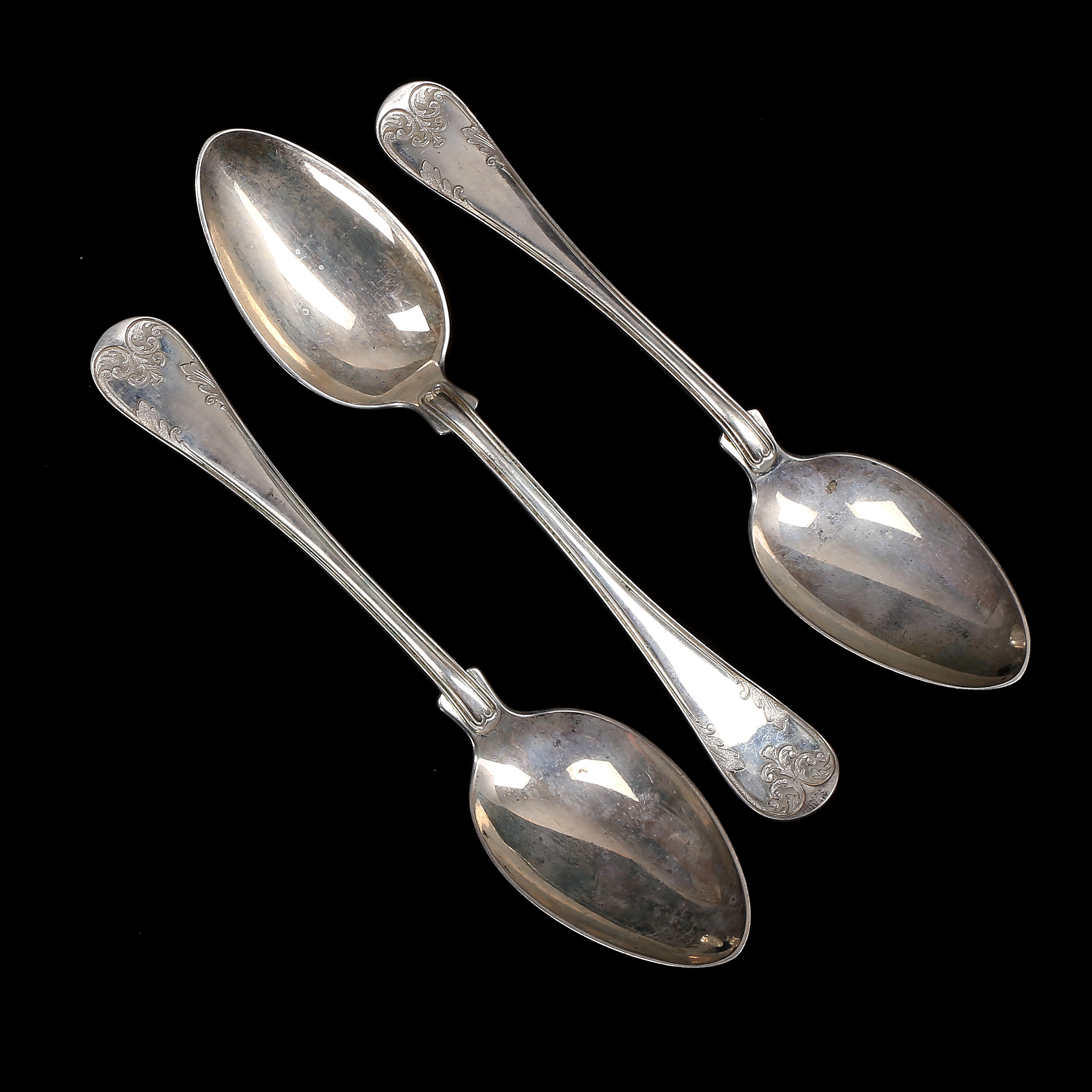 SKEDAR, 3 st, silver, "Gammal Fransk", GAB, Stockholm 1920, vikt 205 gram.