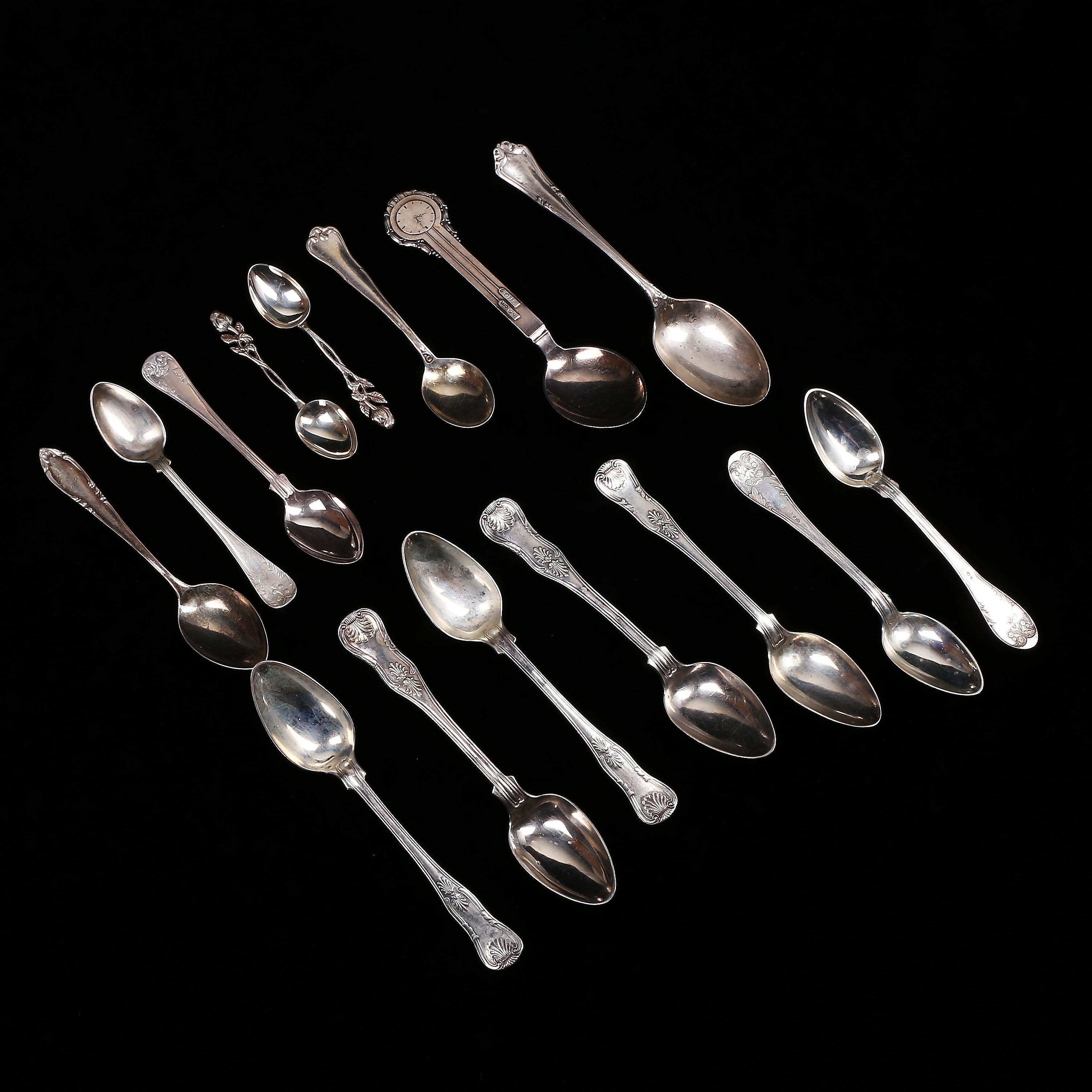 SKEDAR, 15 st, silver, olika modeller, 1800- och 1900-tal, vikt 255 gram.