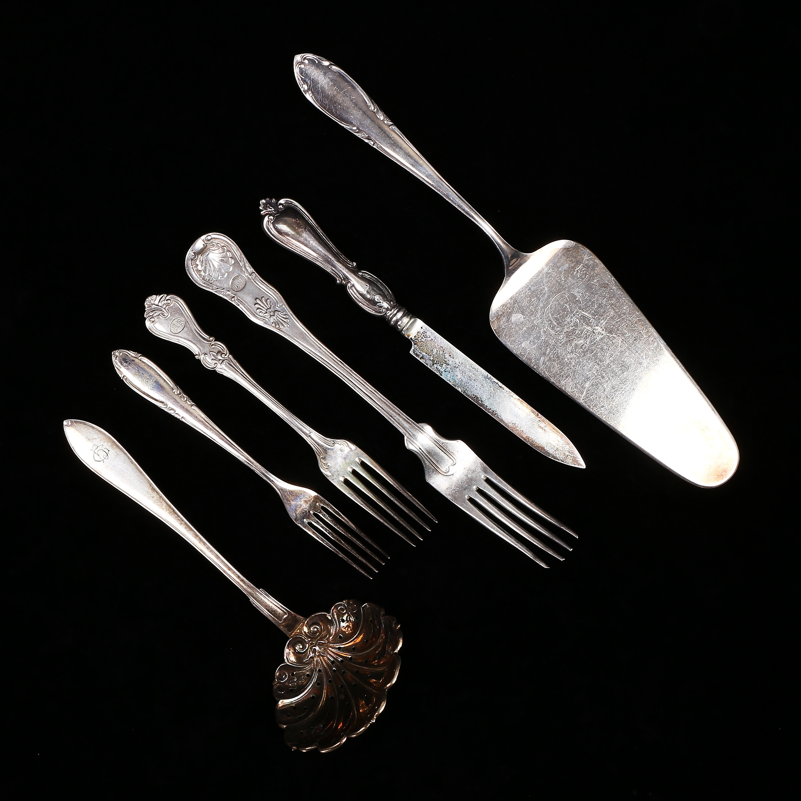 BESTICK, 6 st, silver, olika modeller, vikt 271 gram.