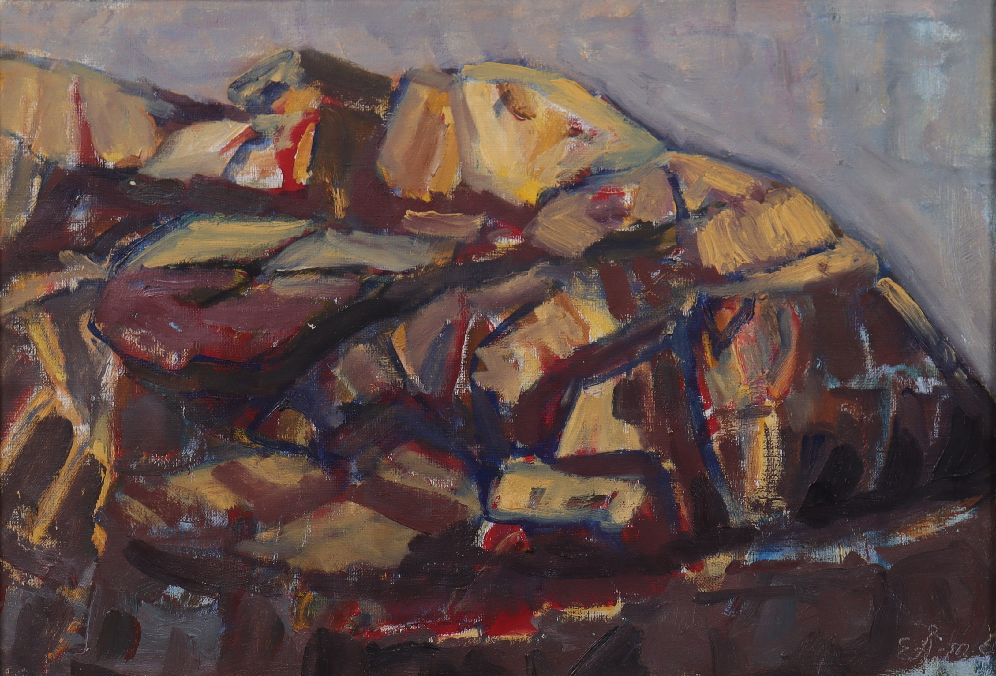 EBBA ÅKERSTRÖM. olja på duk, "Rött berg II Bohuslän".