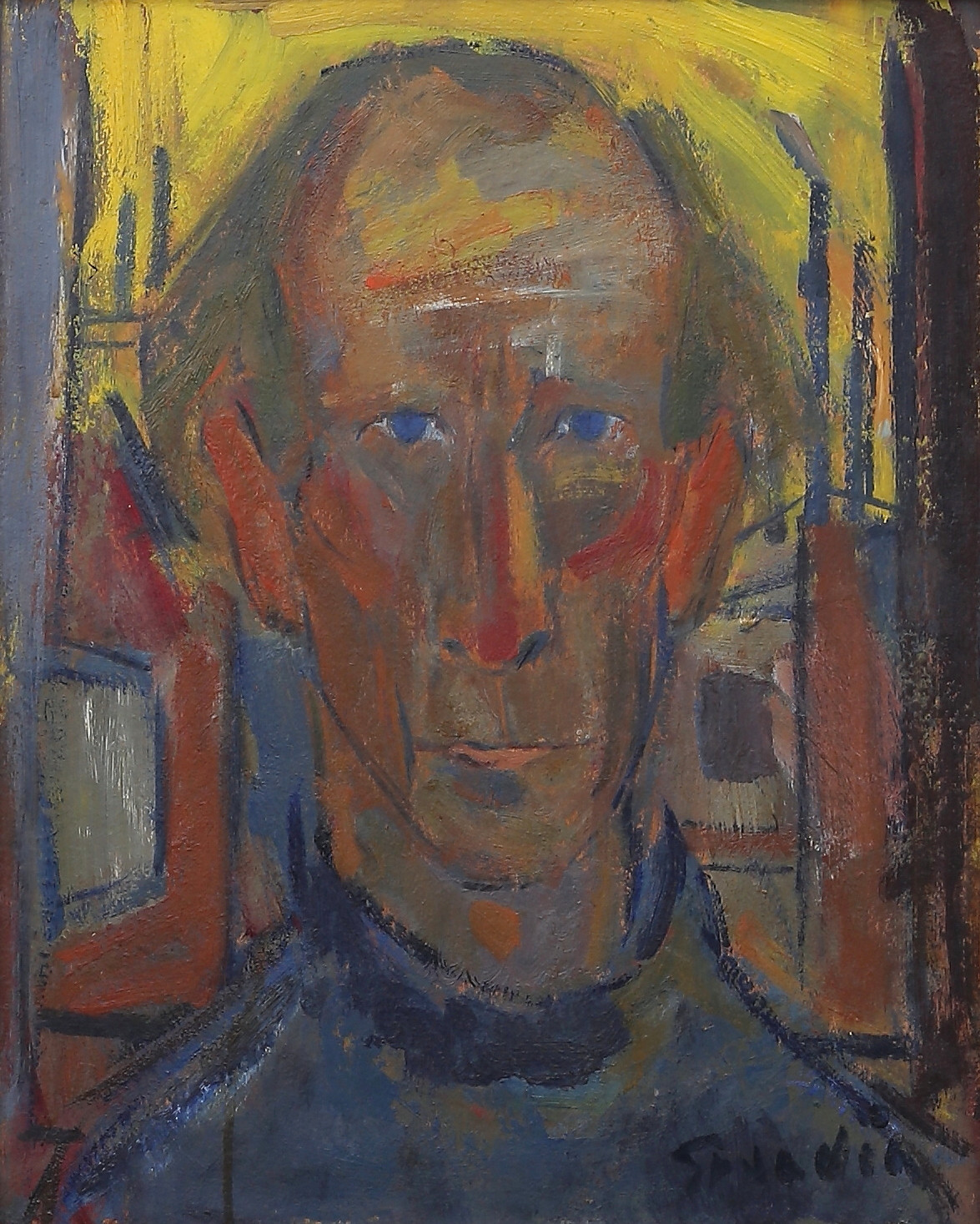 SVÄN GRANDIN (1906-1982). Porträtt, olja på pappannå, signerad.