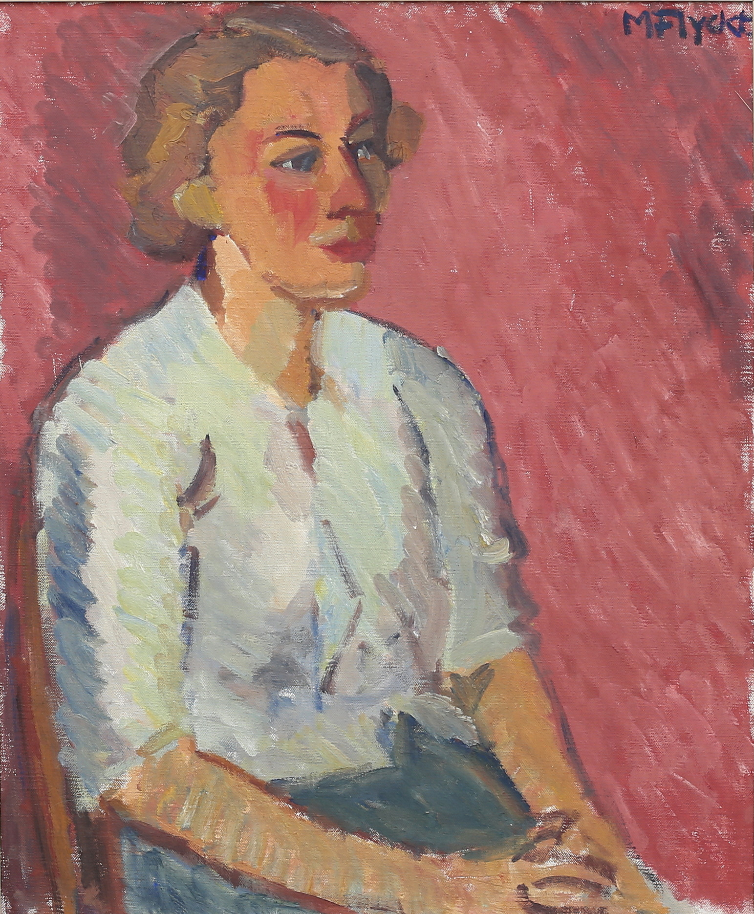 MANFRED FLYCKT (1893-1956). "Ung flicka målad i Paris 1939", olja på duk, signerad.