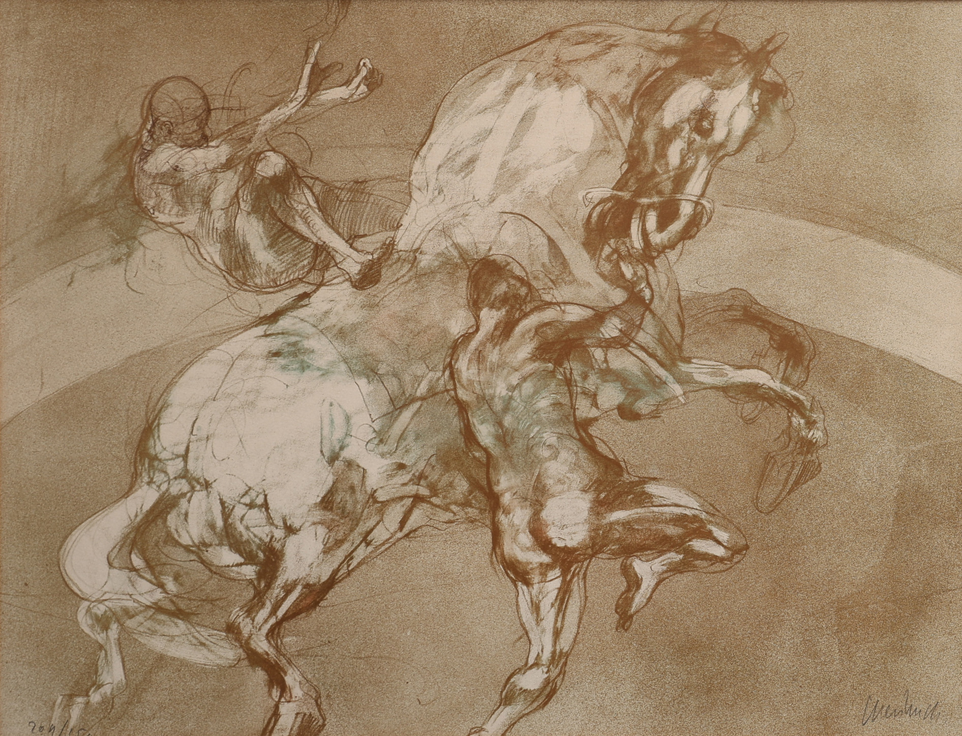 CLAUDE WEISBUCH (1927-2014). FÄRGLITOGRAFI, "JEUX EQUESTRES IV", SIGNERAD & NUMRERAD 204/250.