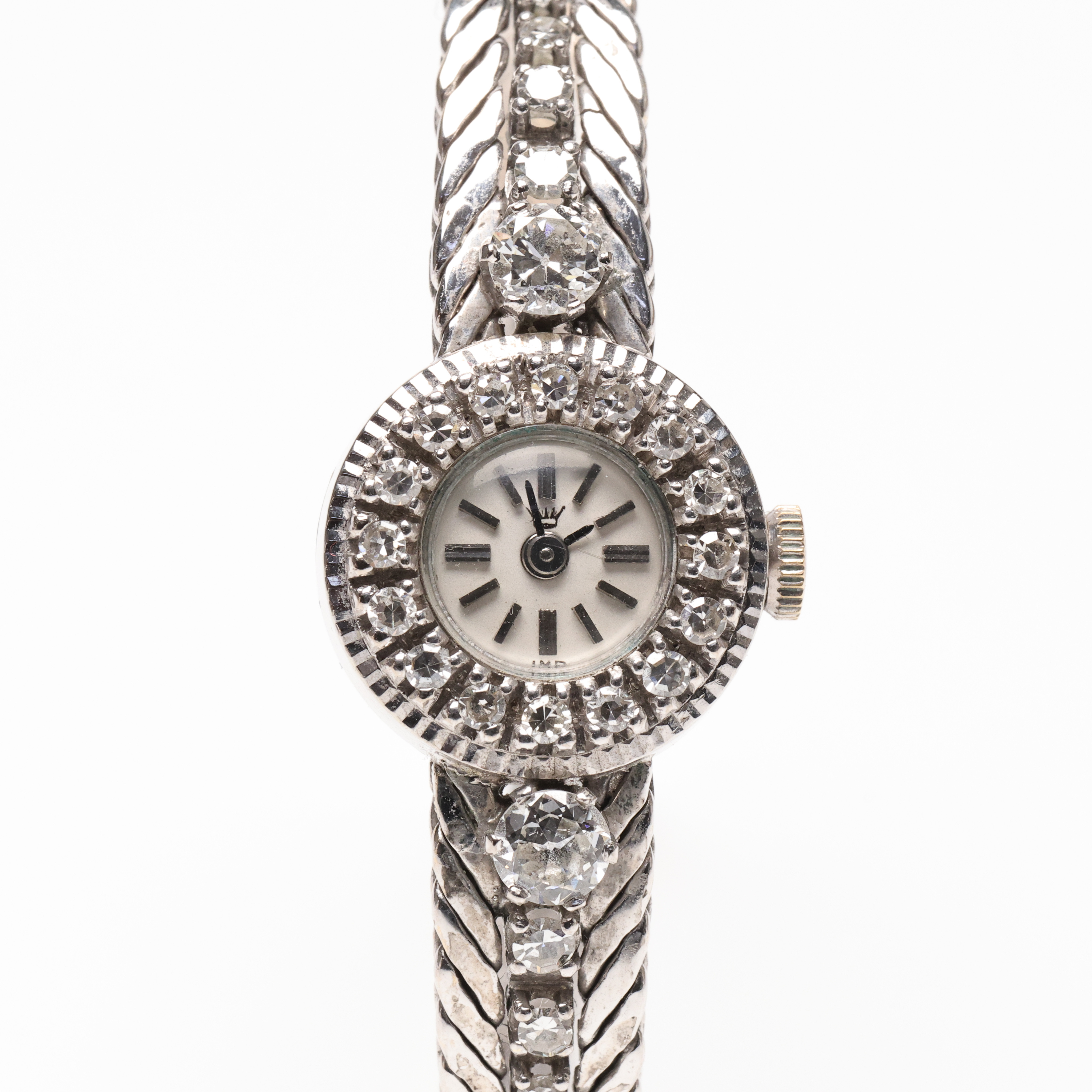 SMYCKESUR, 18K vitguld med diamanter, manuell, total vikt ca 21gram.