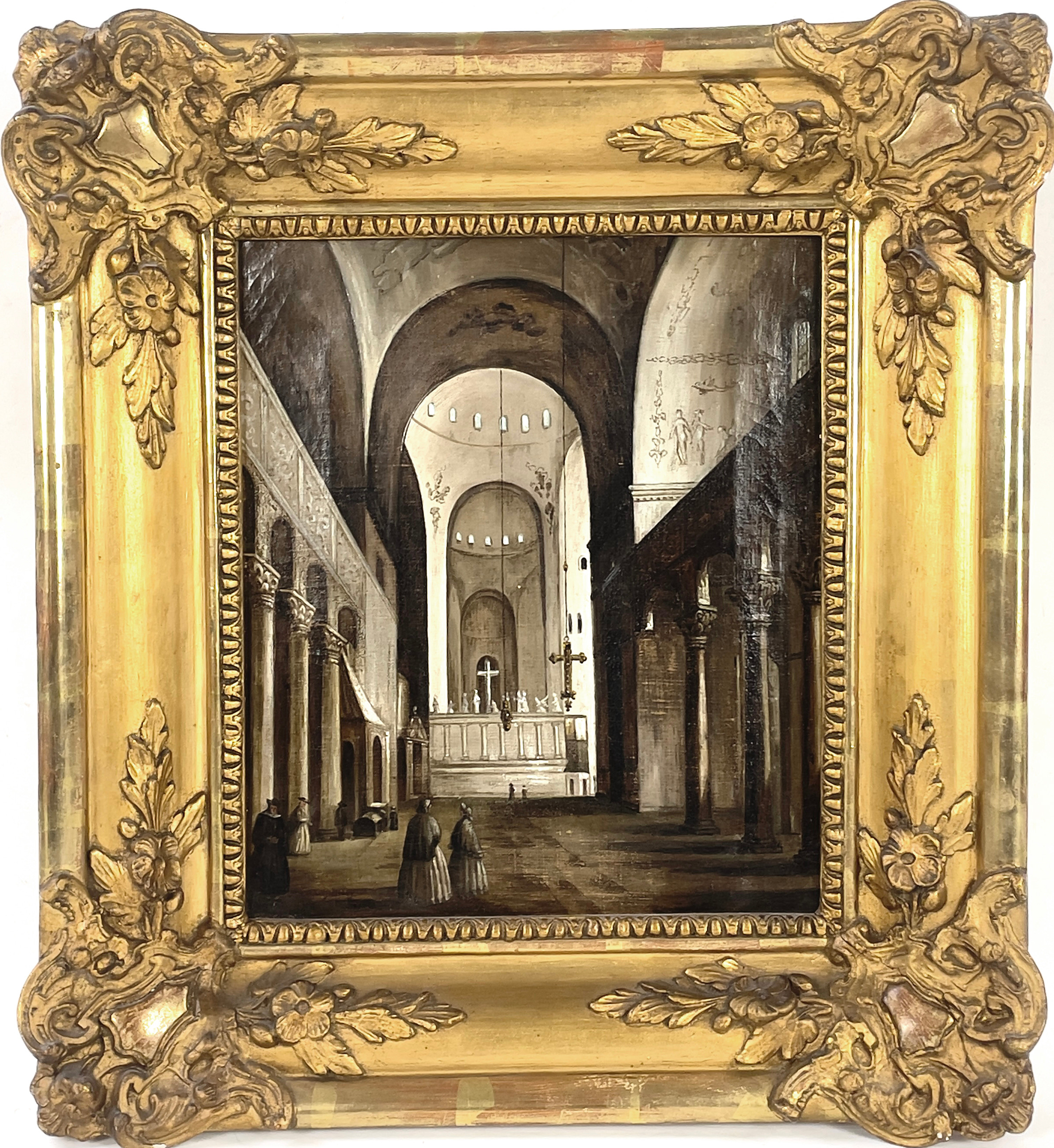 OKÄND KONSTNÄR, olja på duk, Markuskyrkan i Venedig, osignerad - märkt J. B. Rennat, 1700-tal i blyerts a tergo.
