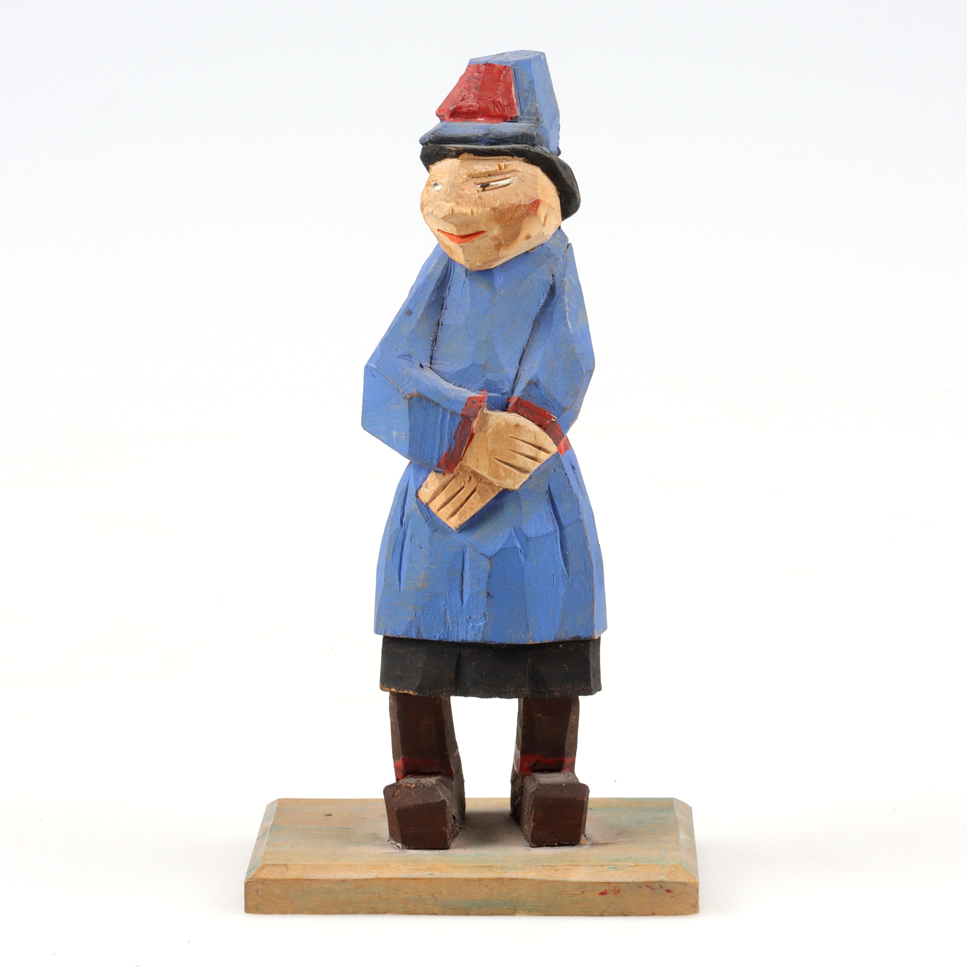 ANDERS BLANCK. Figurin, skuret och bemålat trä, signerad.
