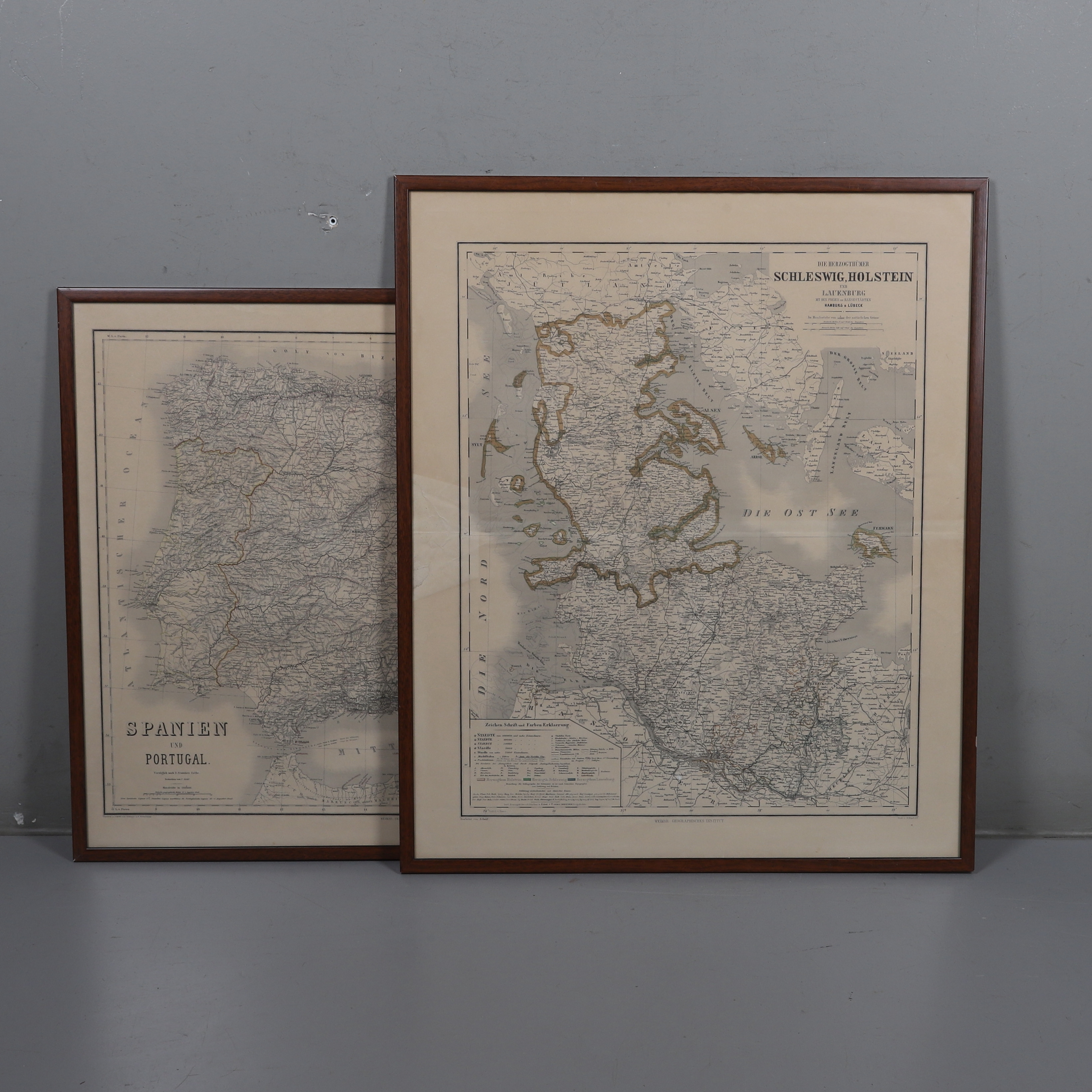 KARTOR, 2 st, "Schleswig, Holstein" & Spanien/Portugal, Bergstictch.