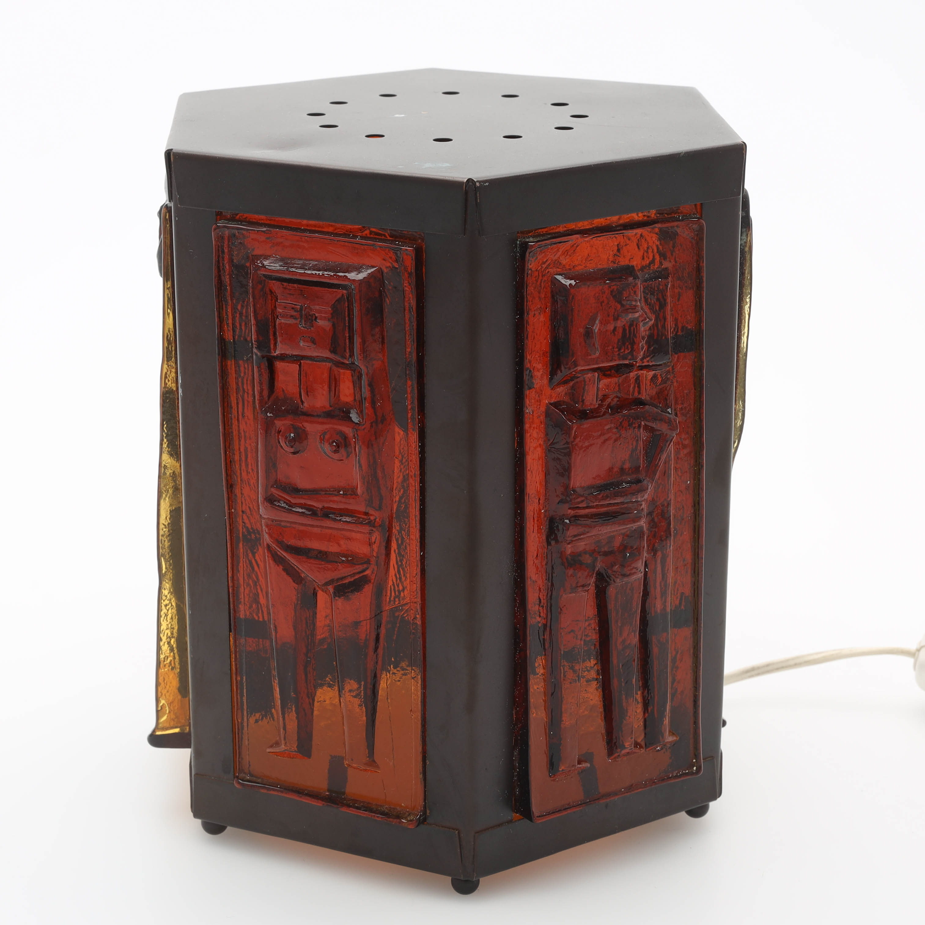 ERIK HÖGLUND. Bordslampa, formpressat glas, metall, Boda.