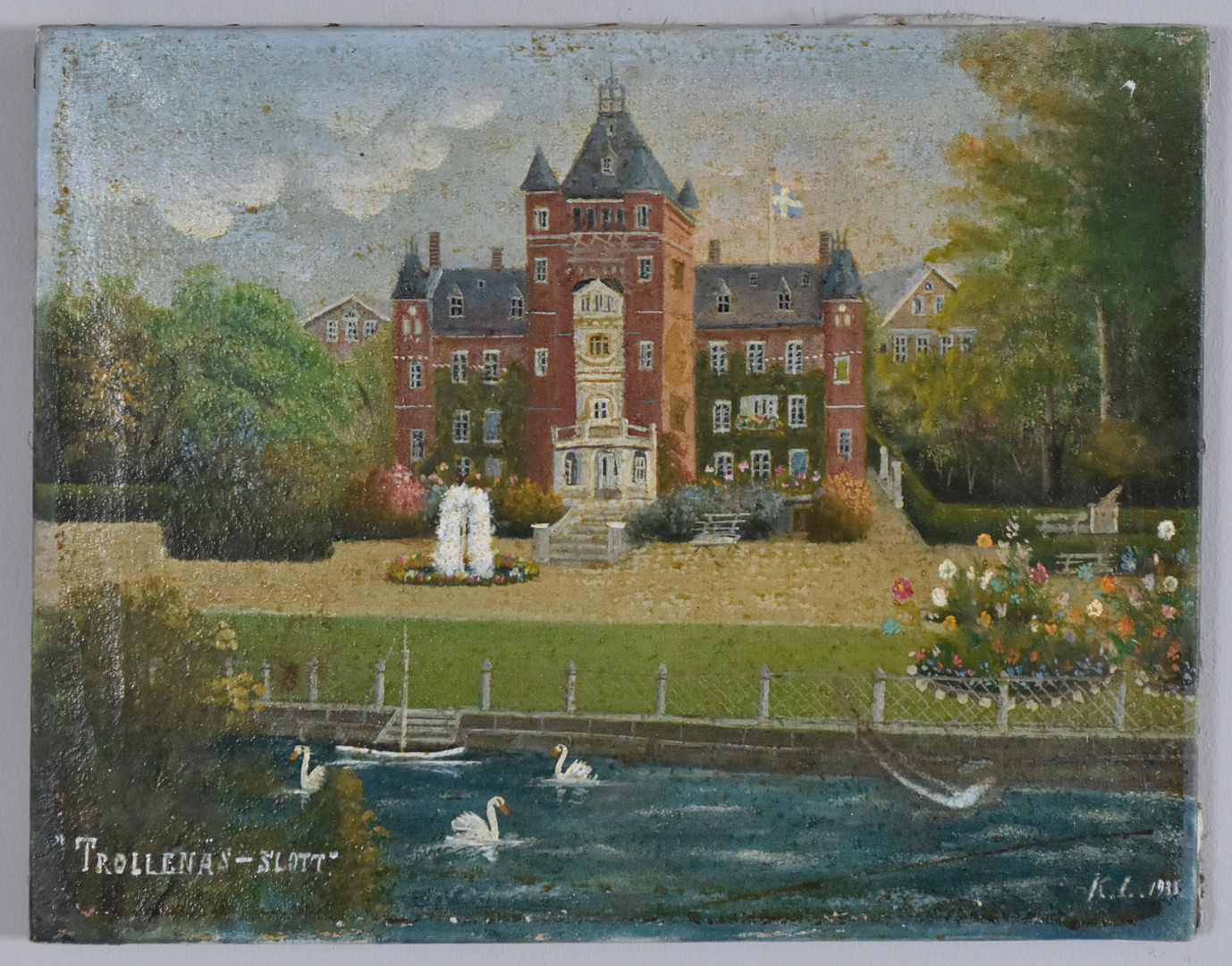 OIDENTIFIERAD KONSTNÄR. oljemålning på duk, Trollenäs slott.