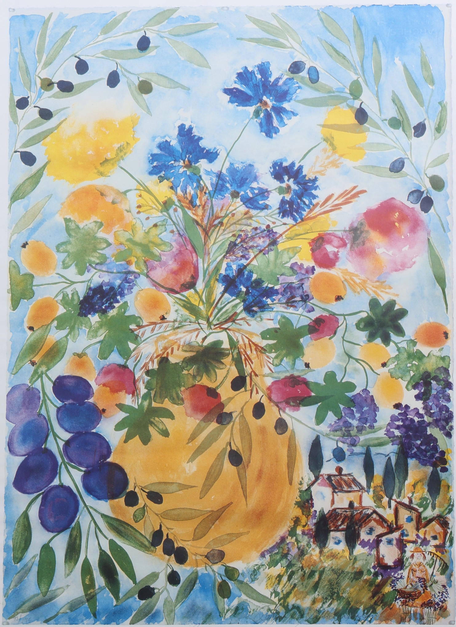 LENA LINDERHOLM. Färglitografi, blomsterstilleben, signerad, numrerad 93/175.