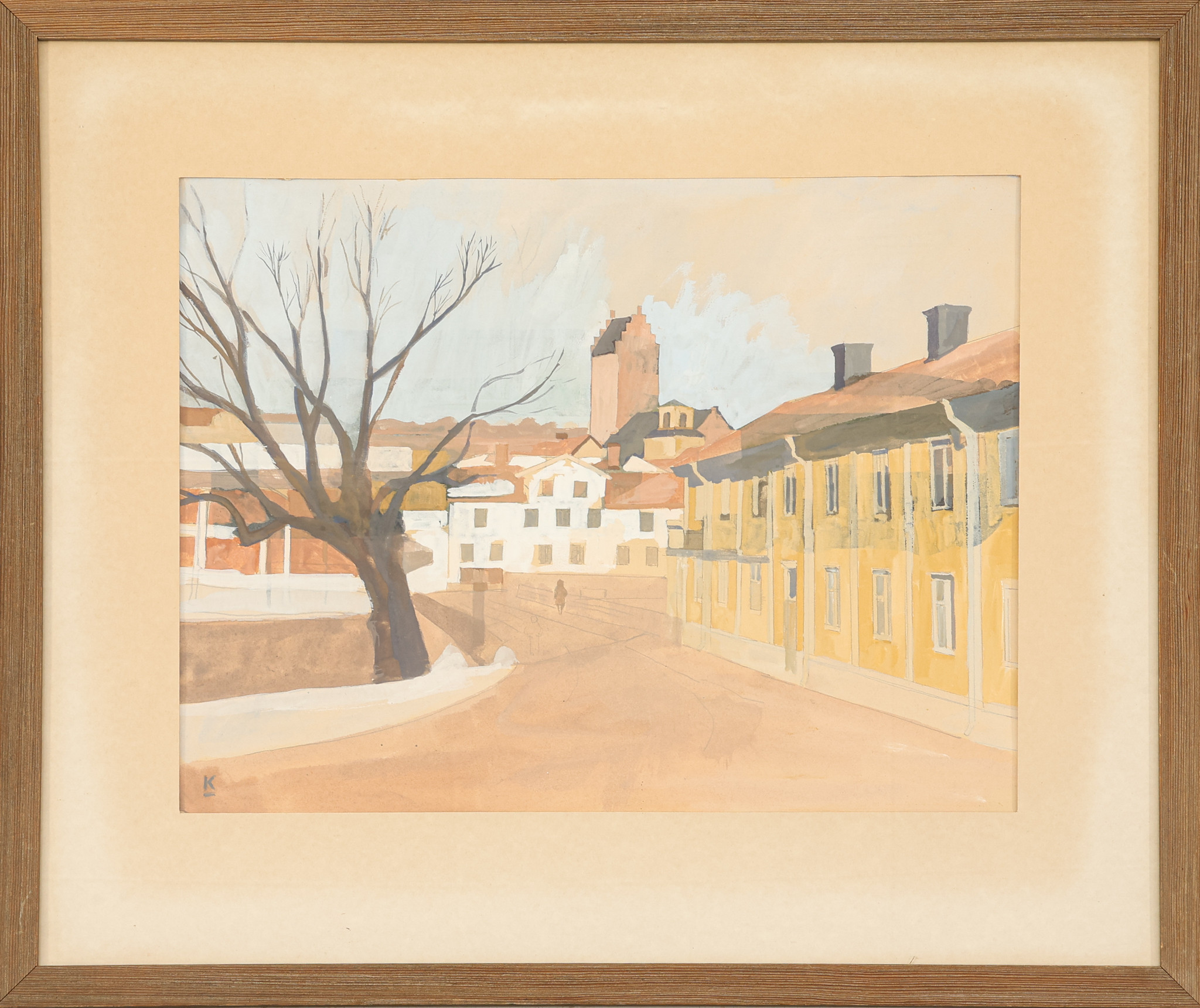Akvarell, signerad, "Stadskällaren", Torshälla.