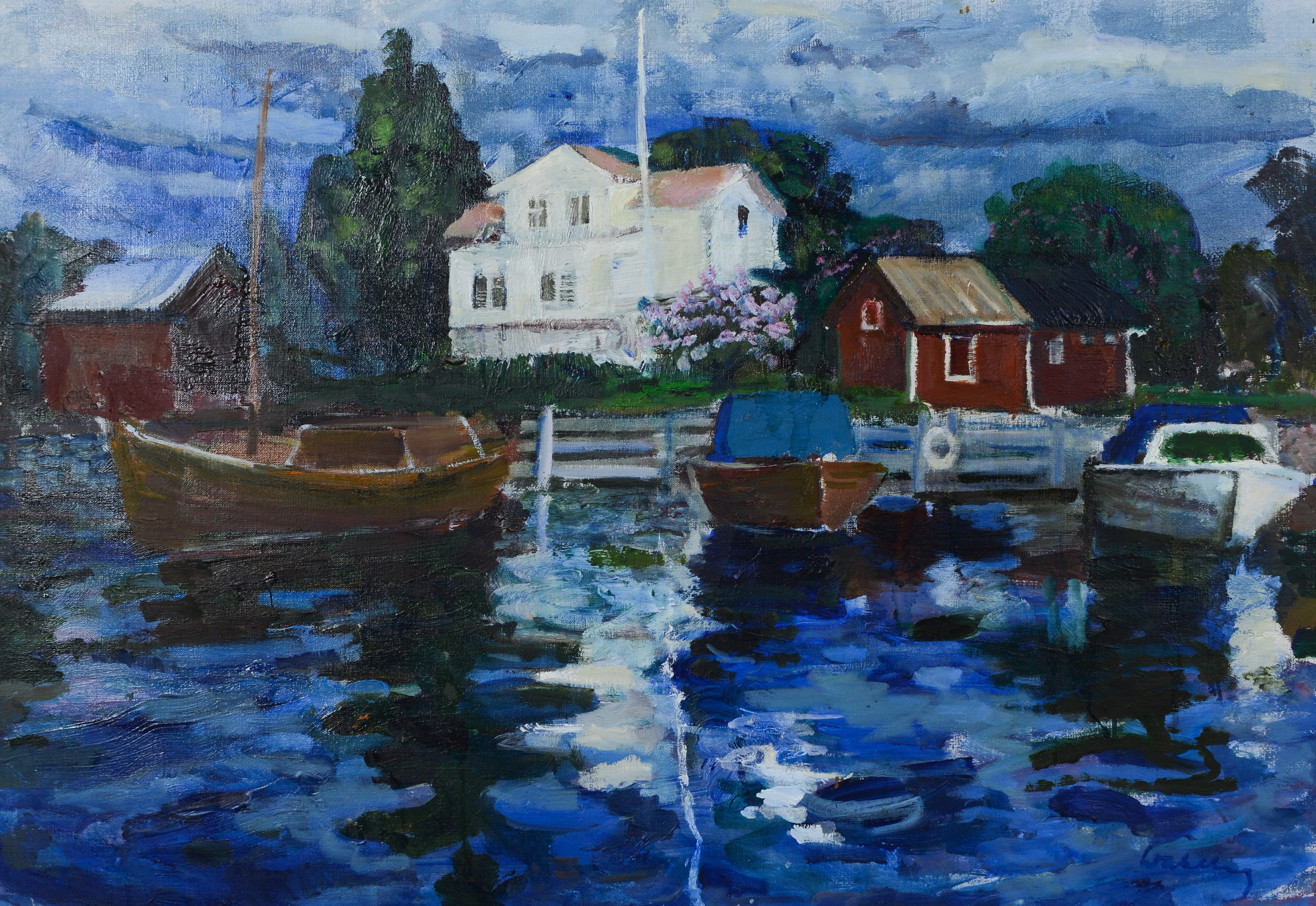 BERTIL WAHLBERG. Skärgårdsmotiv, olja på duk, signerad.