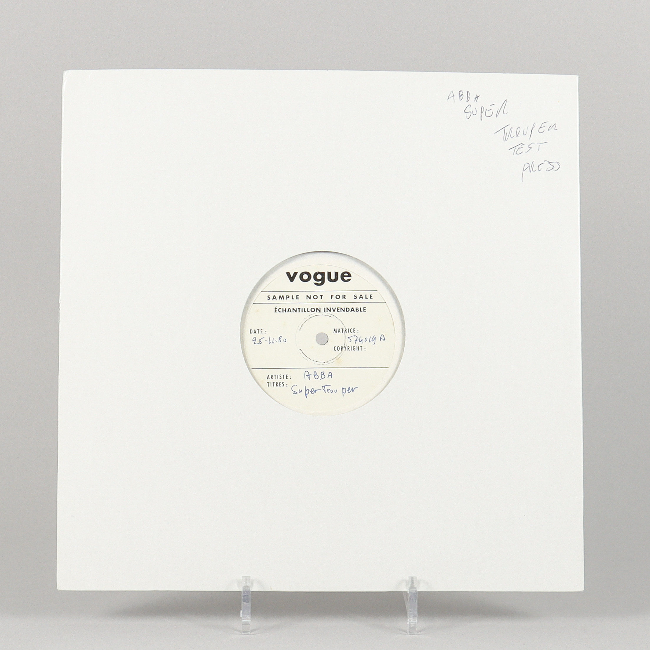 TEST PRESS ABBA Super truper, 1980.