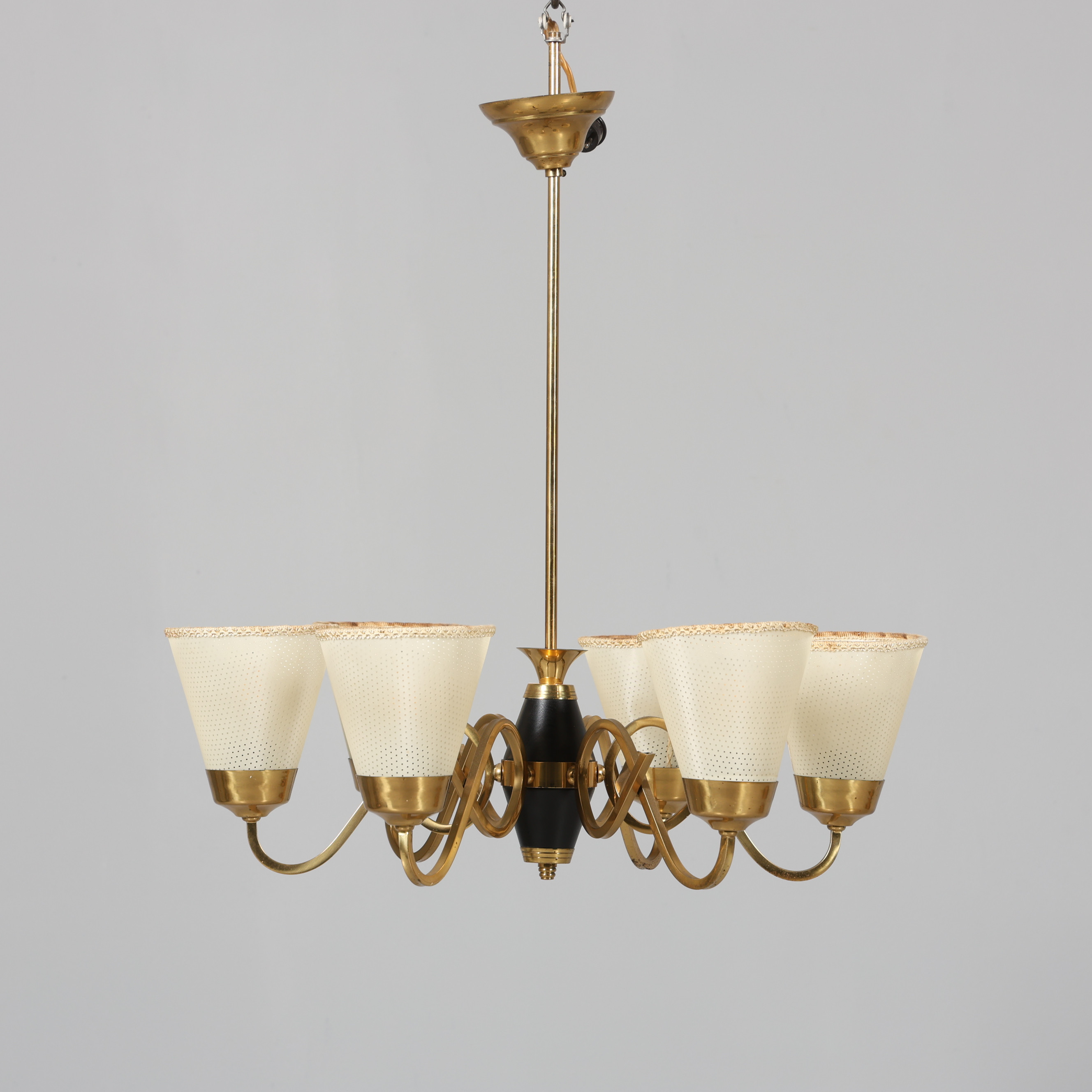 TAKLAMPA, metall samt trä, 1900-talets mitt, swedish modern.