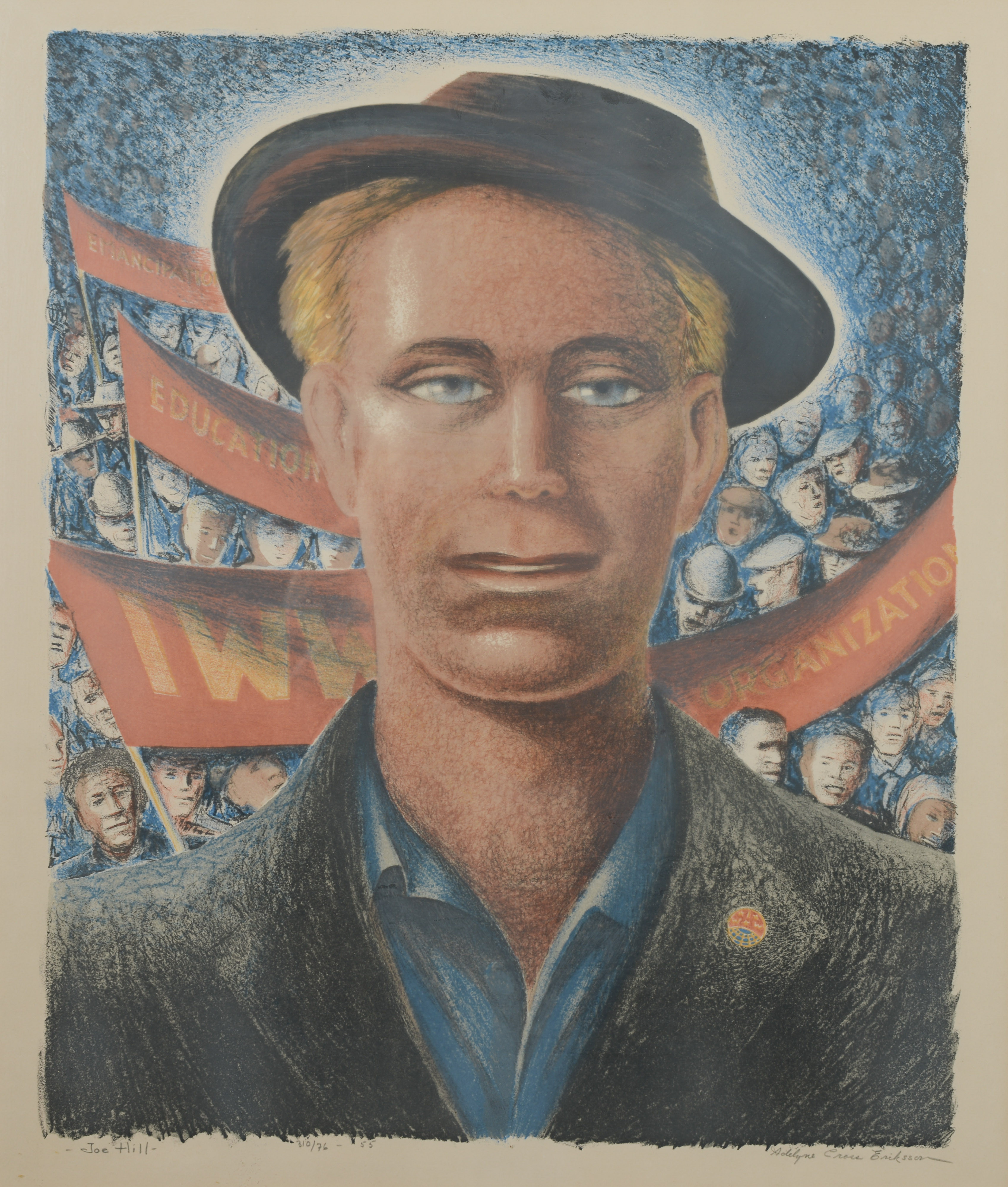 ADELYNE CROSS ERIKSSON. "Joe Hill", färglitografi, signerad samt numrerad.