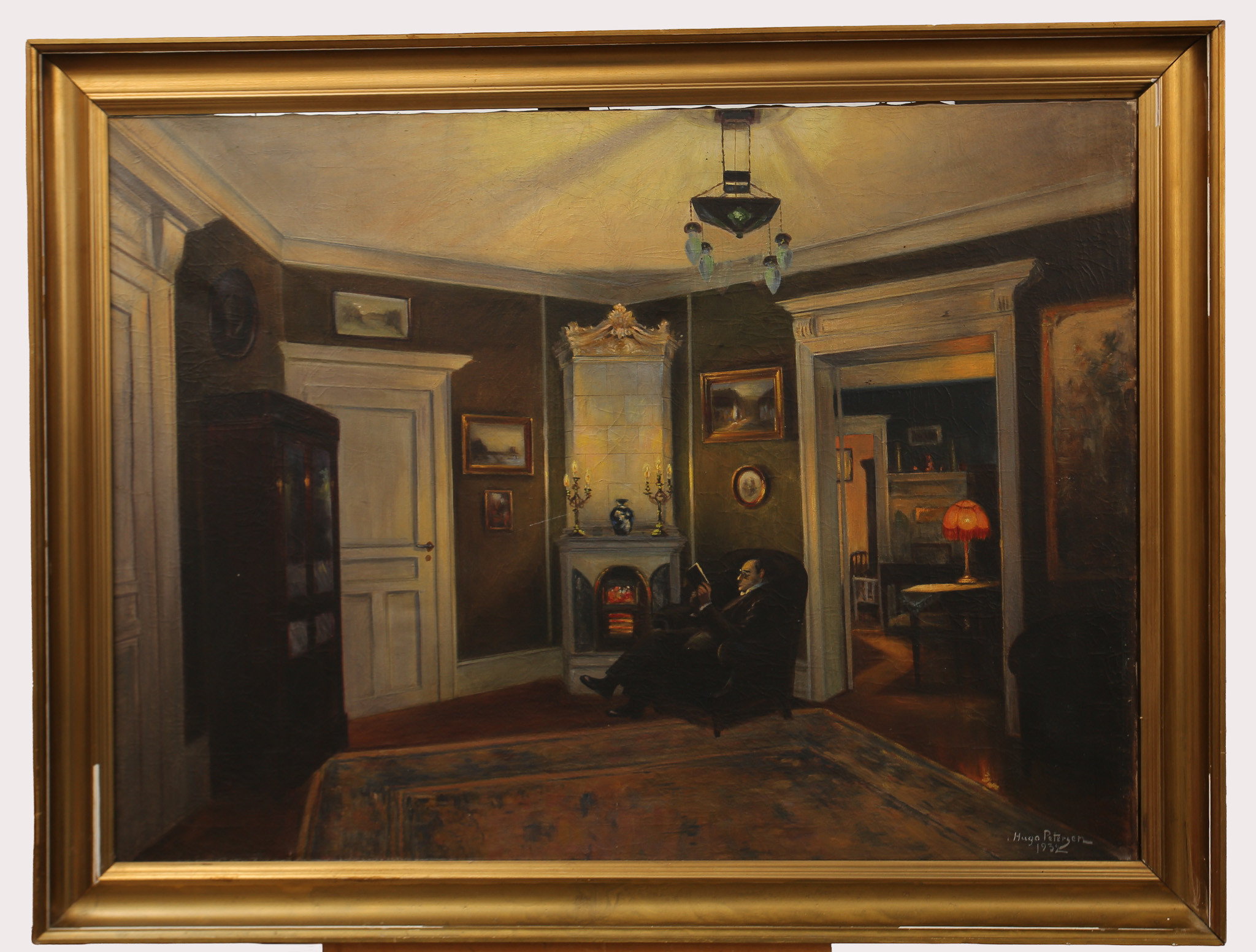 HUGO PETERSEN. Olja på duk, Interiörbild, signerad, daterad 1932.