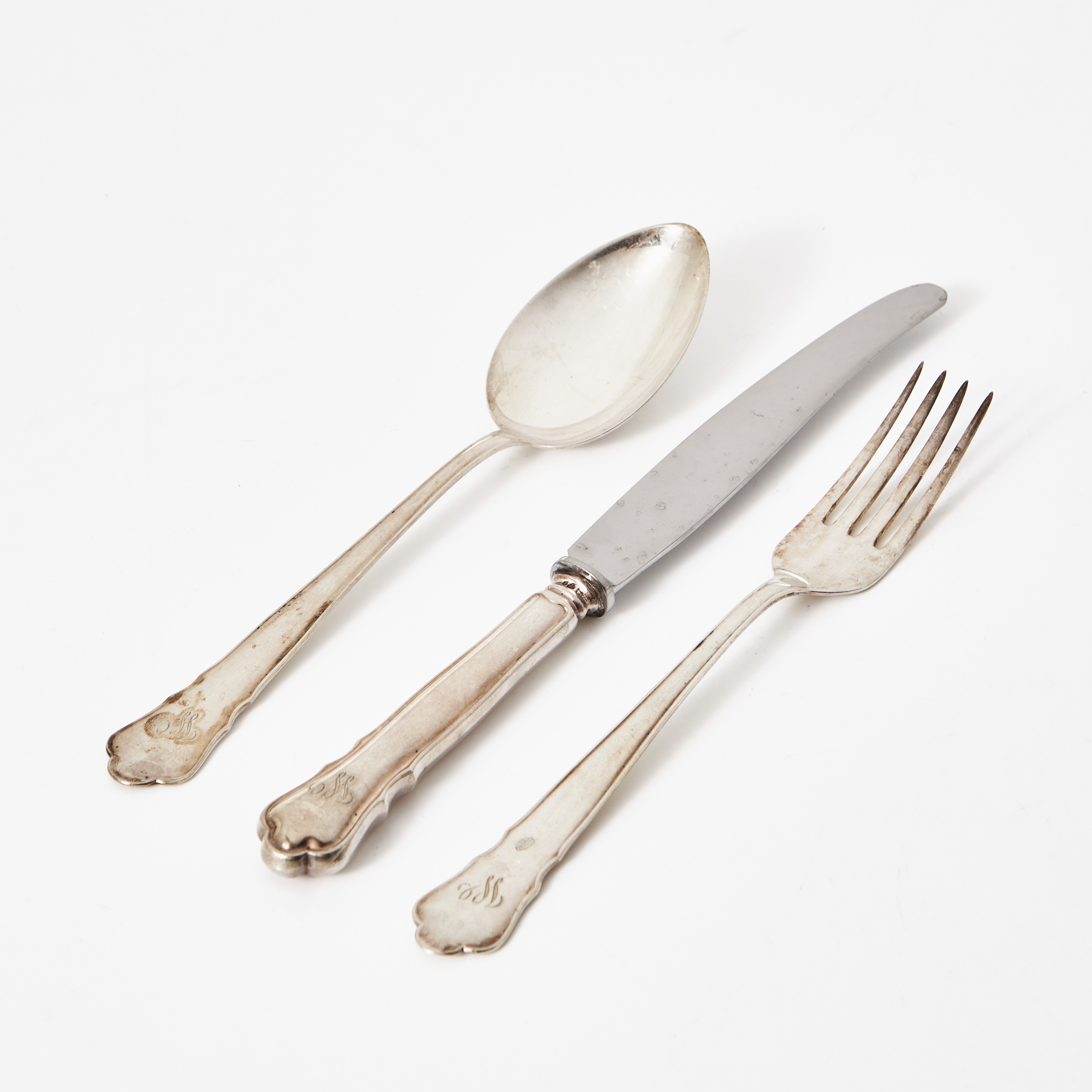 BESTICKUPPSÄTTNING, 36 dlr, silver, GAB, Stockholm 1952, modell Chippendale.
