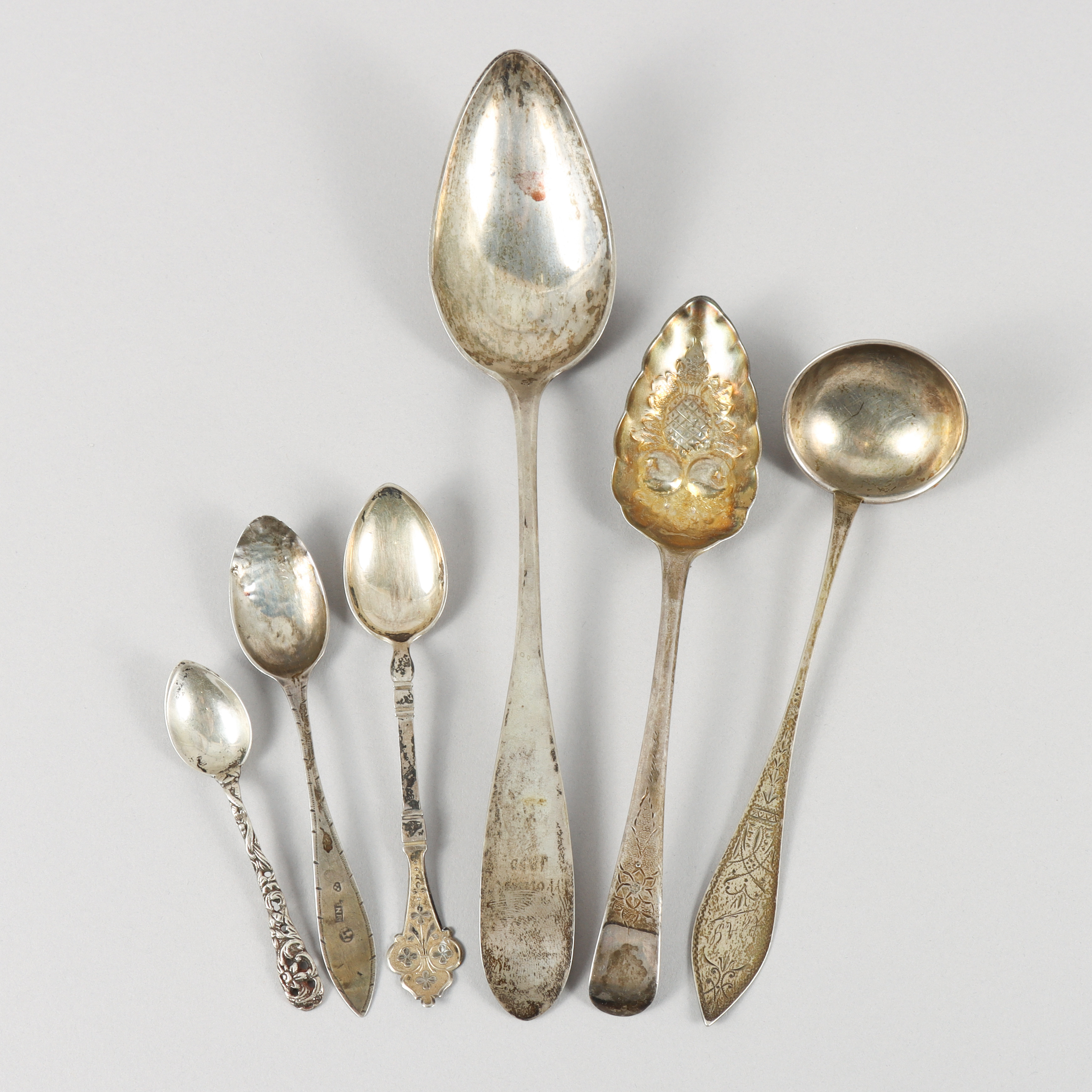 SKEDAR 6 stycken, silver, 1800-tal.