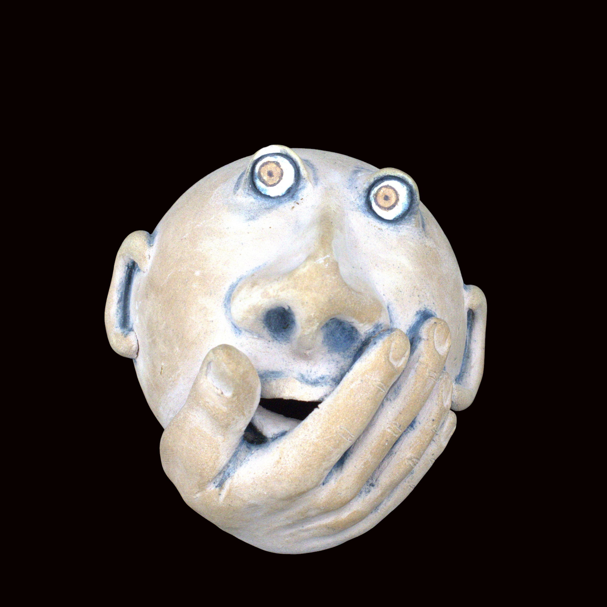 OIDENTIFIERAD KONSTNÄR. Skulptur, ansikte, lergods, otydlig signatur.