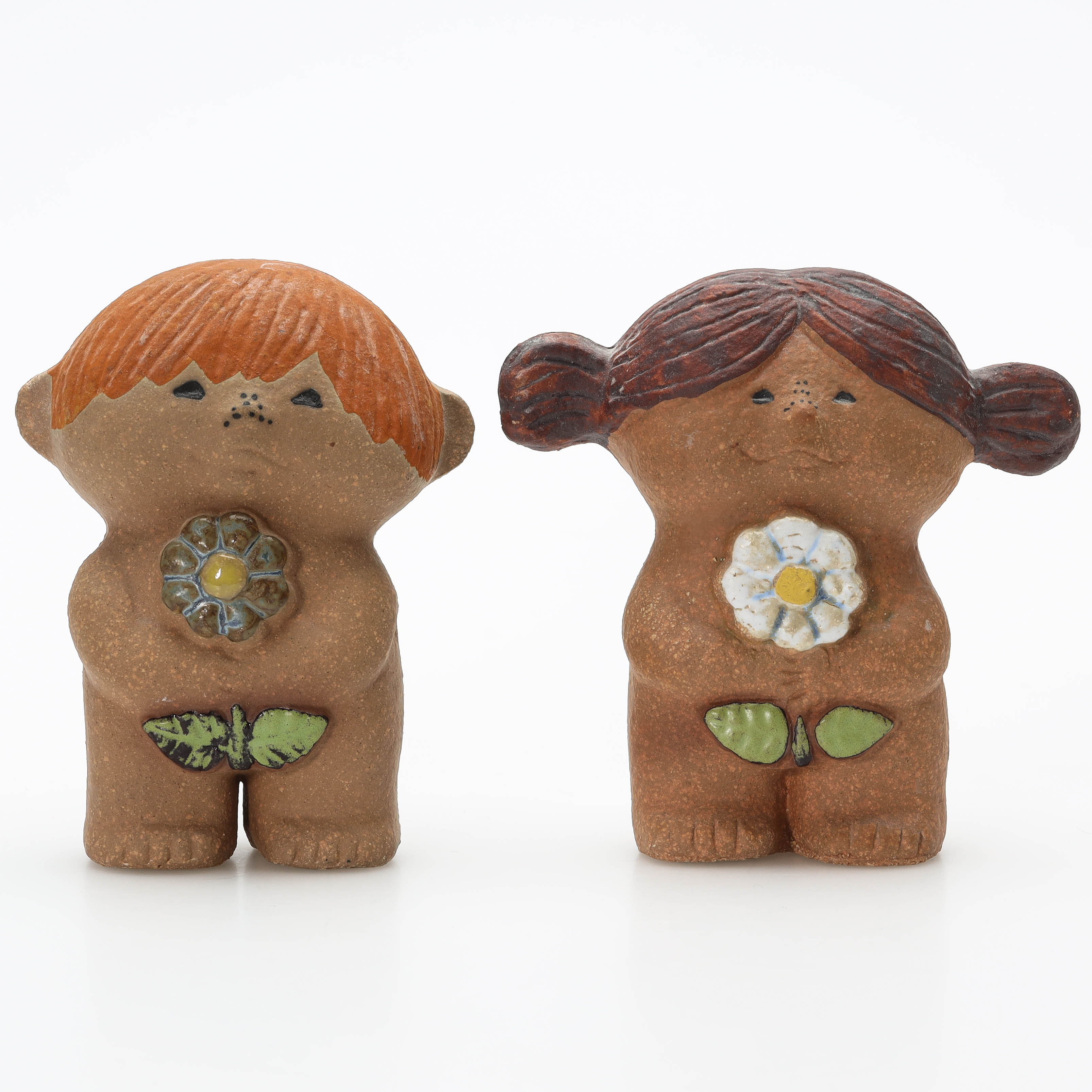 LISA LARSON. Figuriner, 2 st, stengods, "Eva & Adam", Gustavsberg.