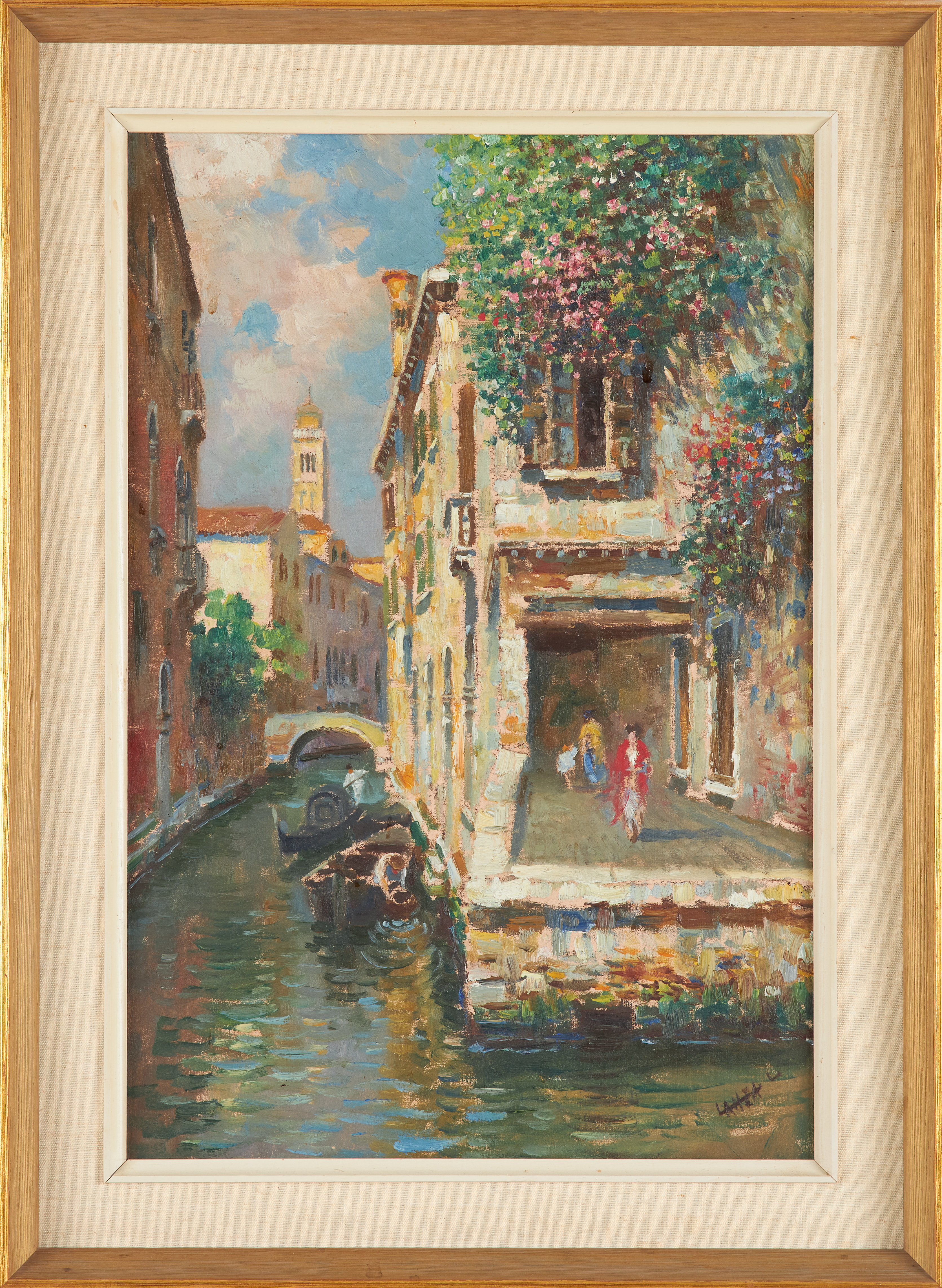 LUIGI LANZA. Venedig, olja på duk, signerad.