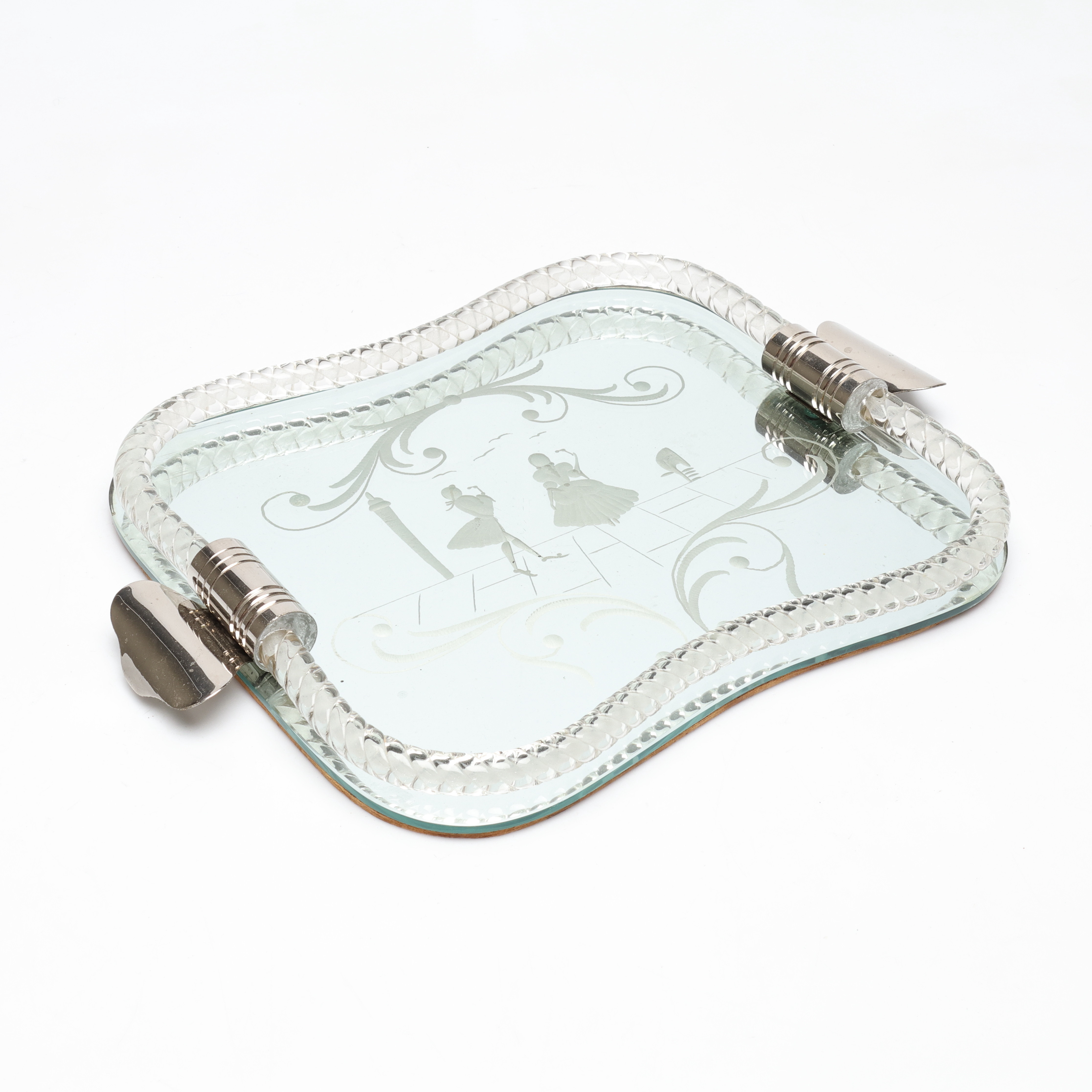 BRICKA, spegelglas med slipad dekor, Murano, Venedig, Italien, 1900-tal.