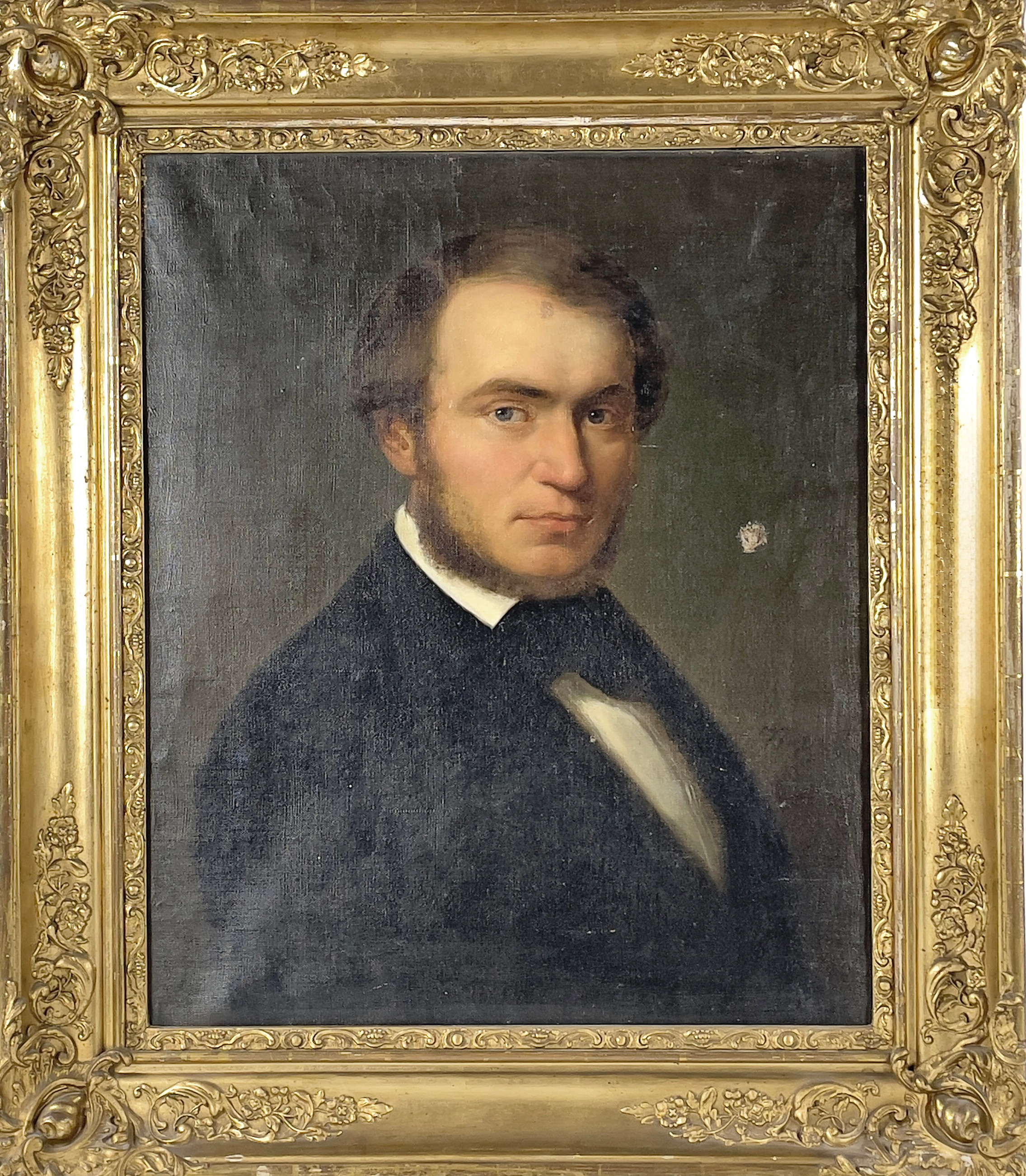 OKÄND KONSTNÄR, olja på duk, porträtt föreställande Livmedikus Carl-Johan Lilljebjörn (1817-1887), ej signerad. Märkt "Porträttet målat i Paris 1855 av O. Andersson?" a tergo.