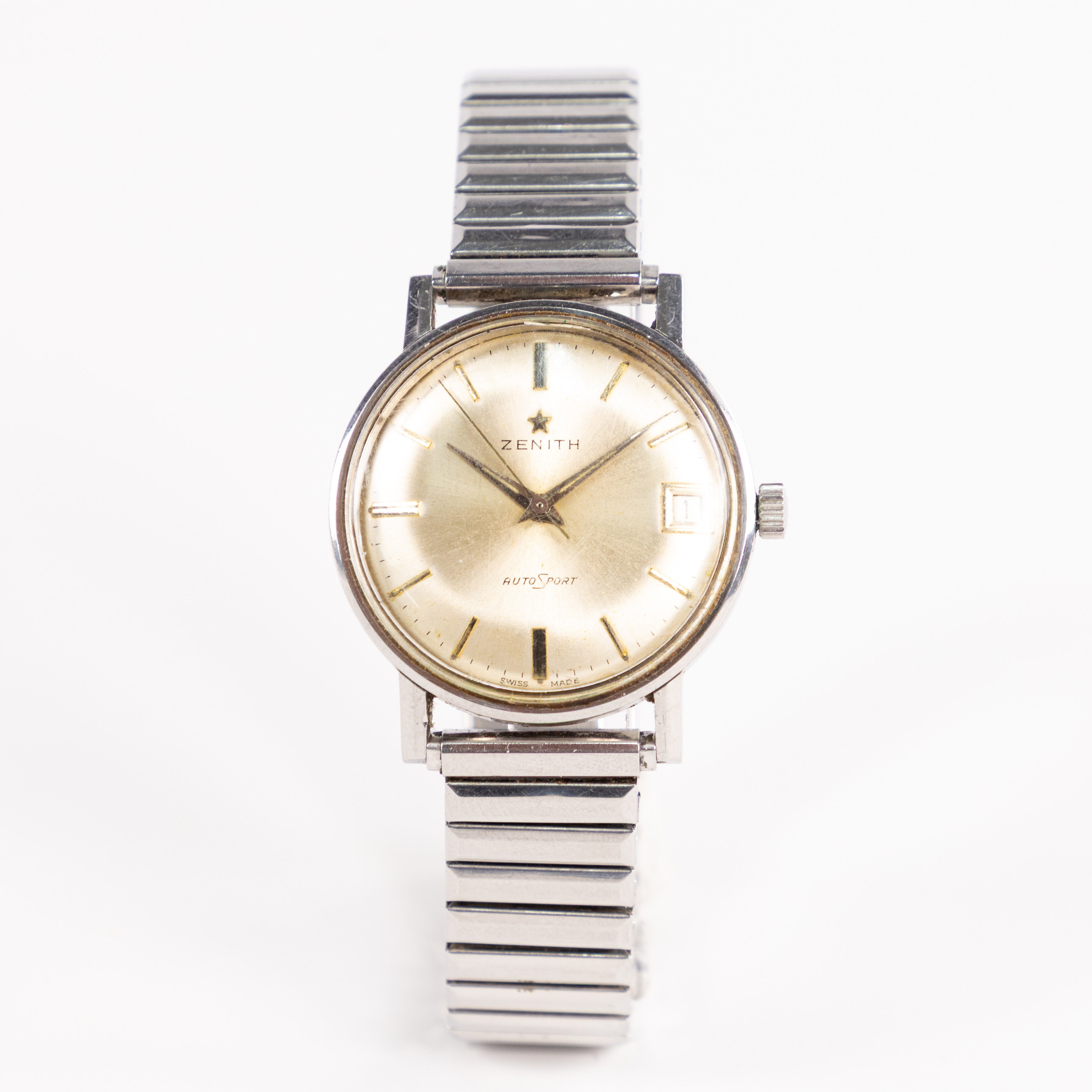 ZENITH. AutoSport, 34 mm, rostfritt stål, 60-tal.