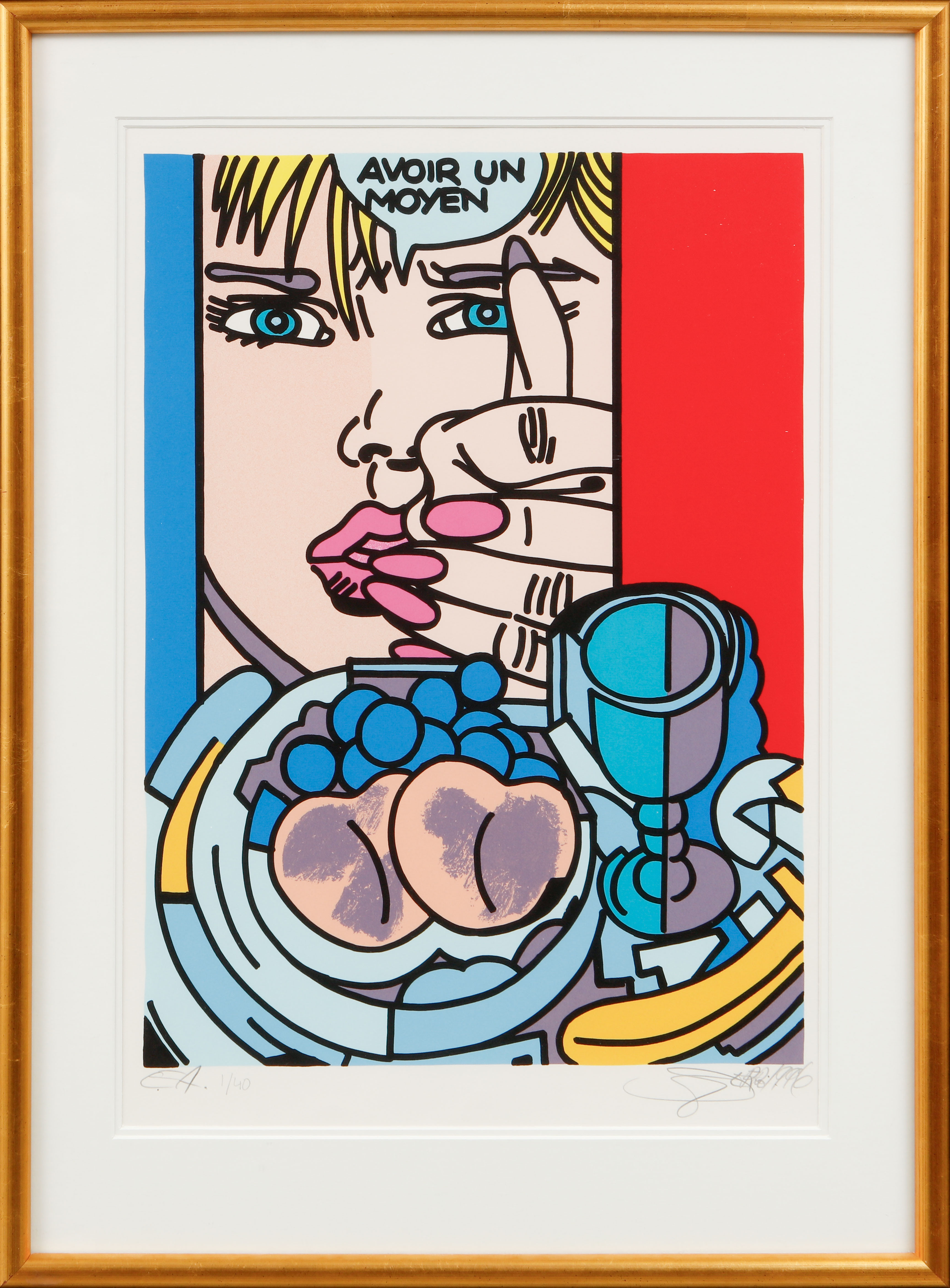 GUDMUNDUR GUDMUNDSSON. "Avoir un moyen", ERRO, färgserigrafi, signerad och numrerad ea 1/40.