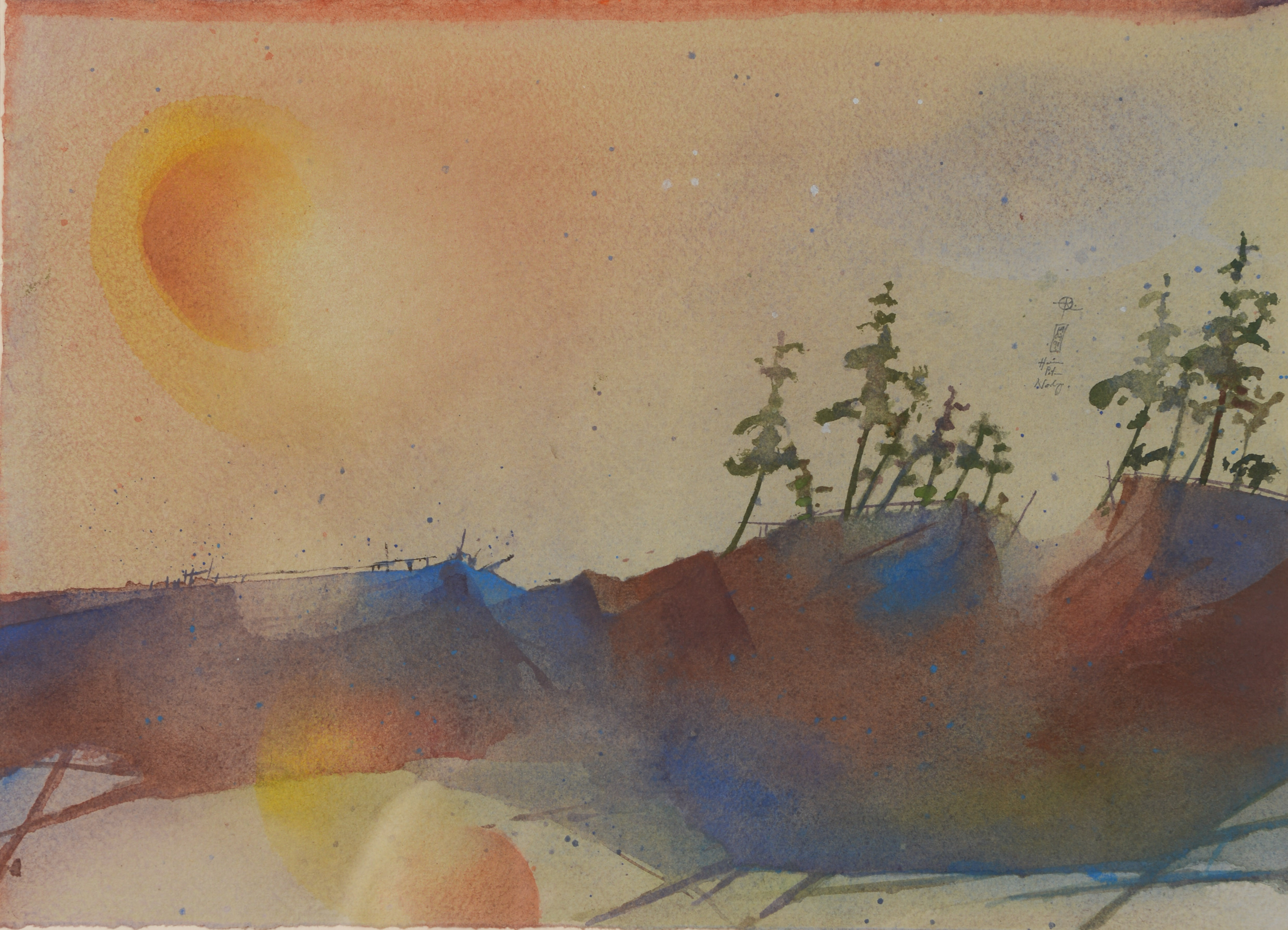 HEINER PETER NORBERG. "Novembersol", akvarell, signerad samt daterad 1991.