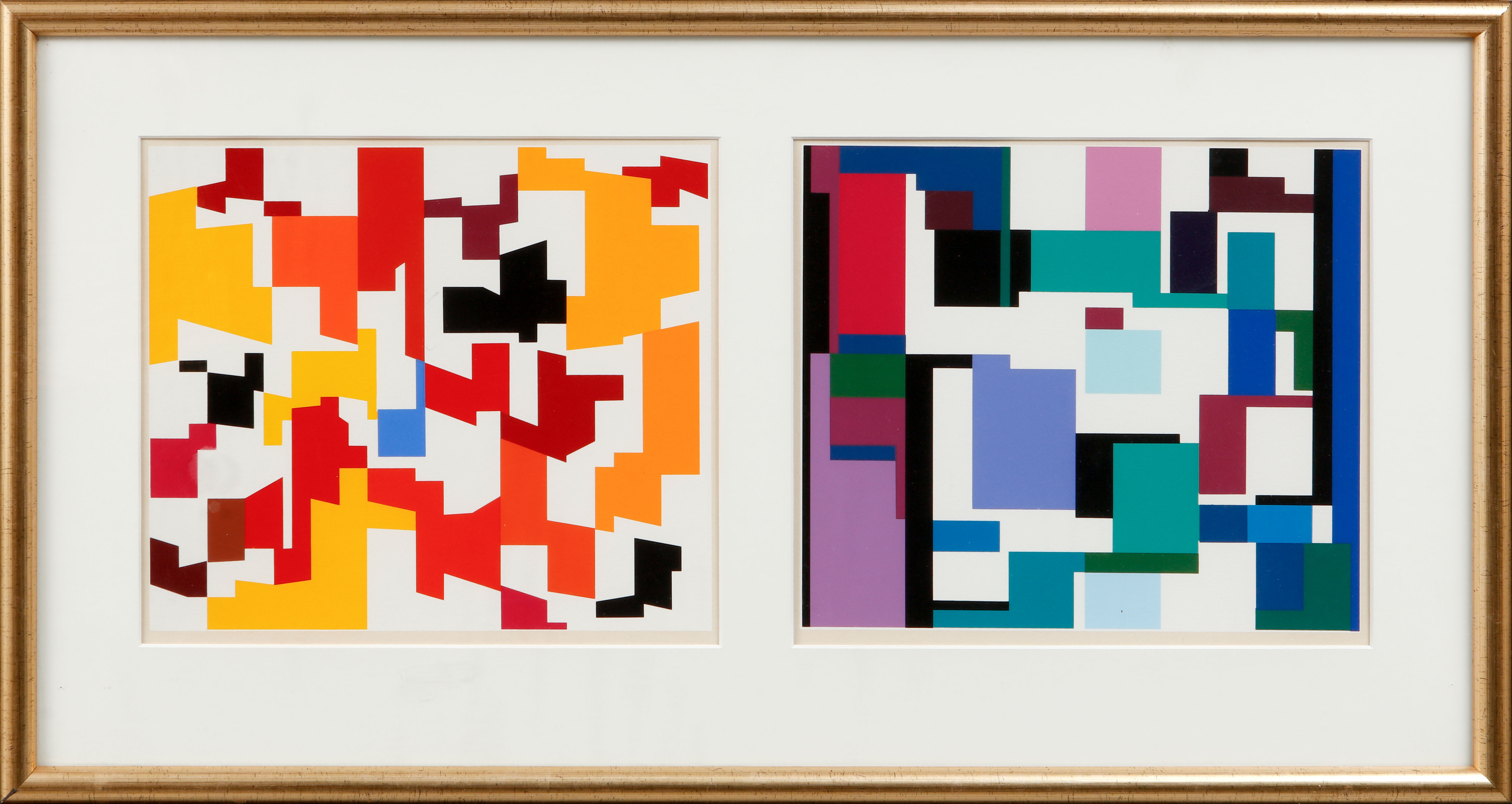 YAACOV AGAM. Kompositioner. Efter, färgserigrafier, 2 st.