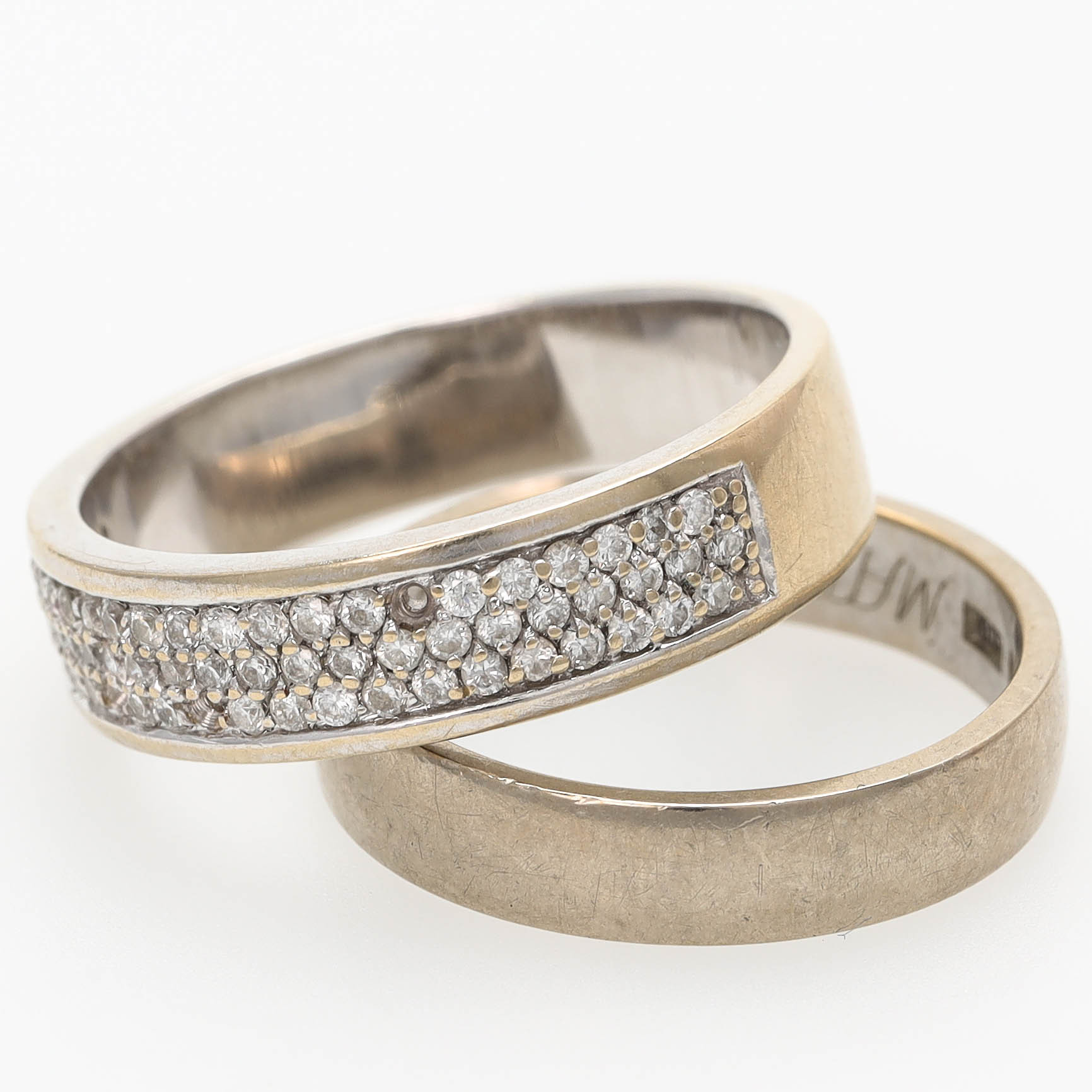 RINGAR, 2 st, 18 k vitguld, diamanter, 0,50ct enligt gravyr.