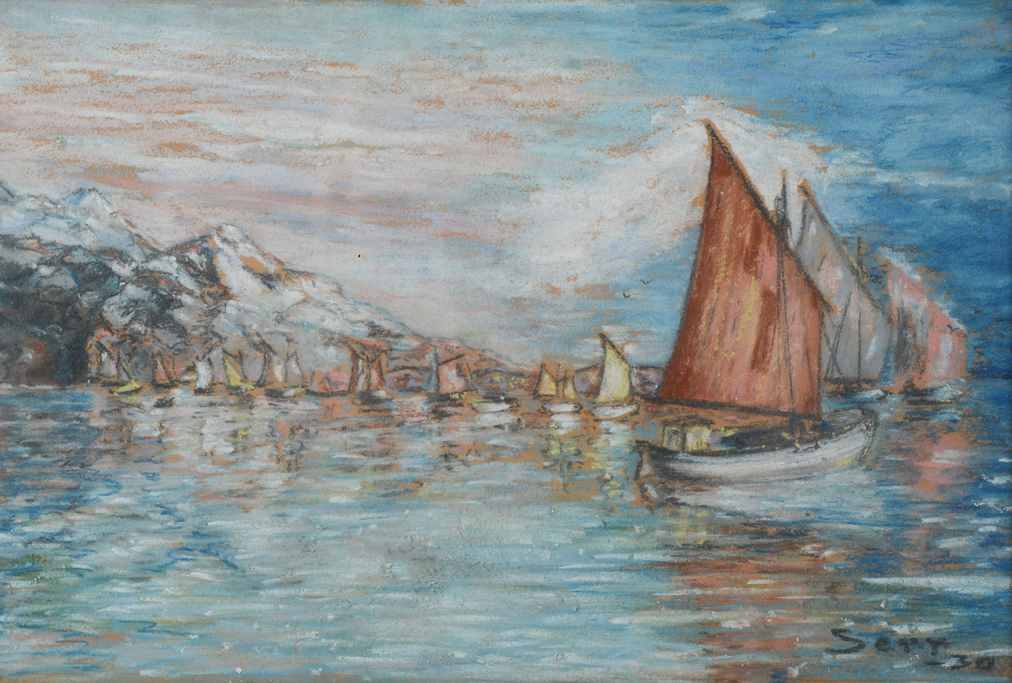 WOLDMAR SERRANDER. "Skjut ej på artisten, han gör så gott han kan!", pastell, 1930.