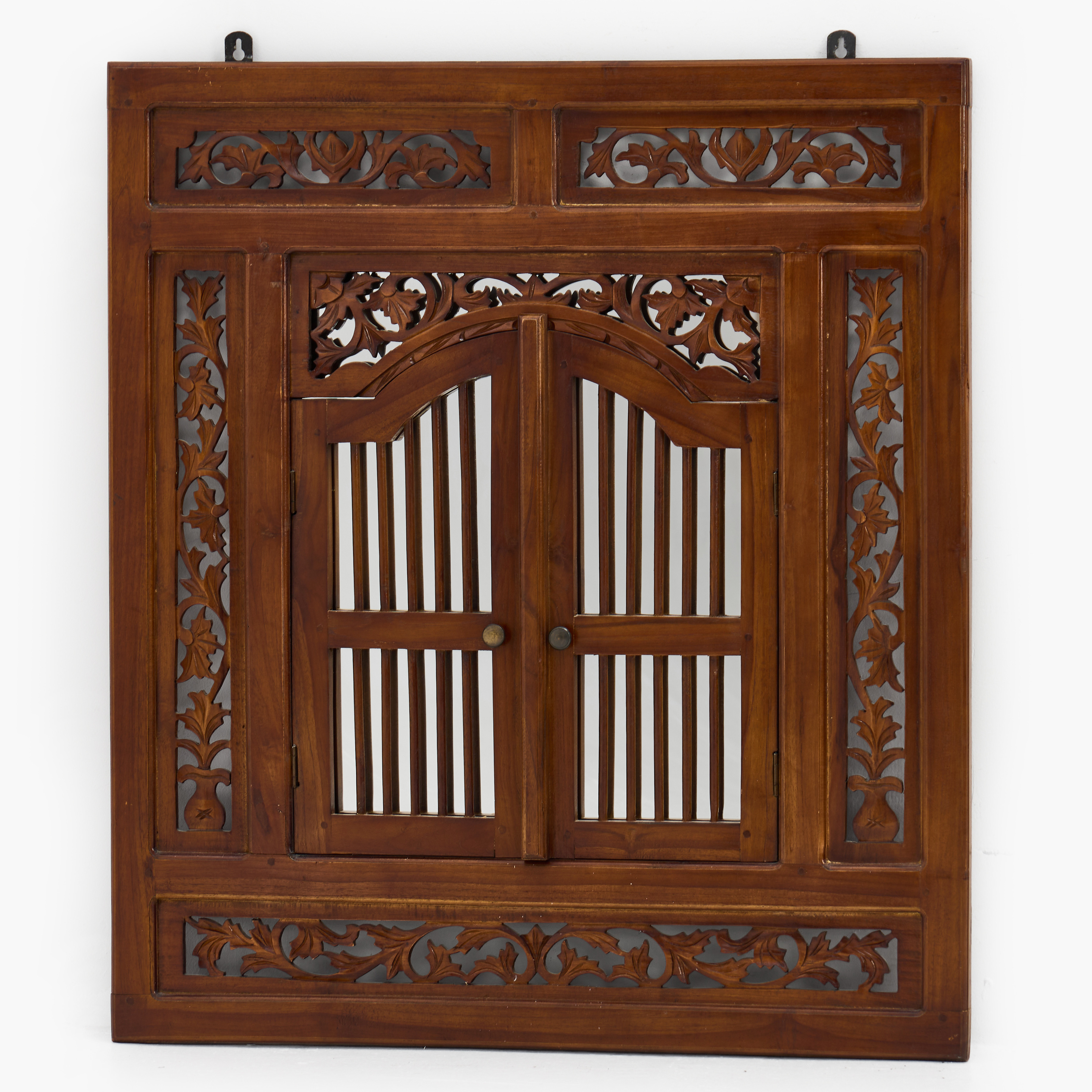 Spegel, teak, orientalisk, träskuren dekor, 1900/2000-tal.